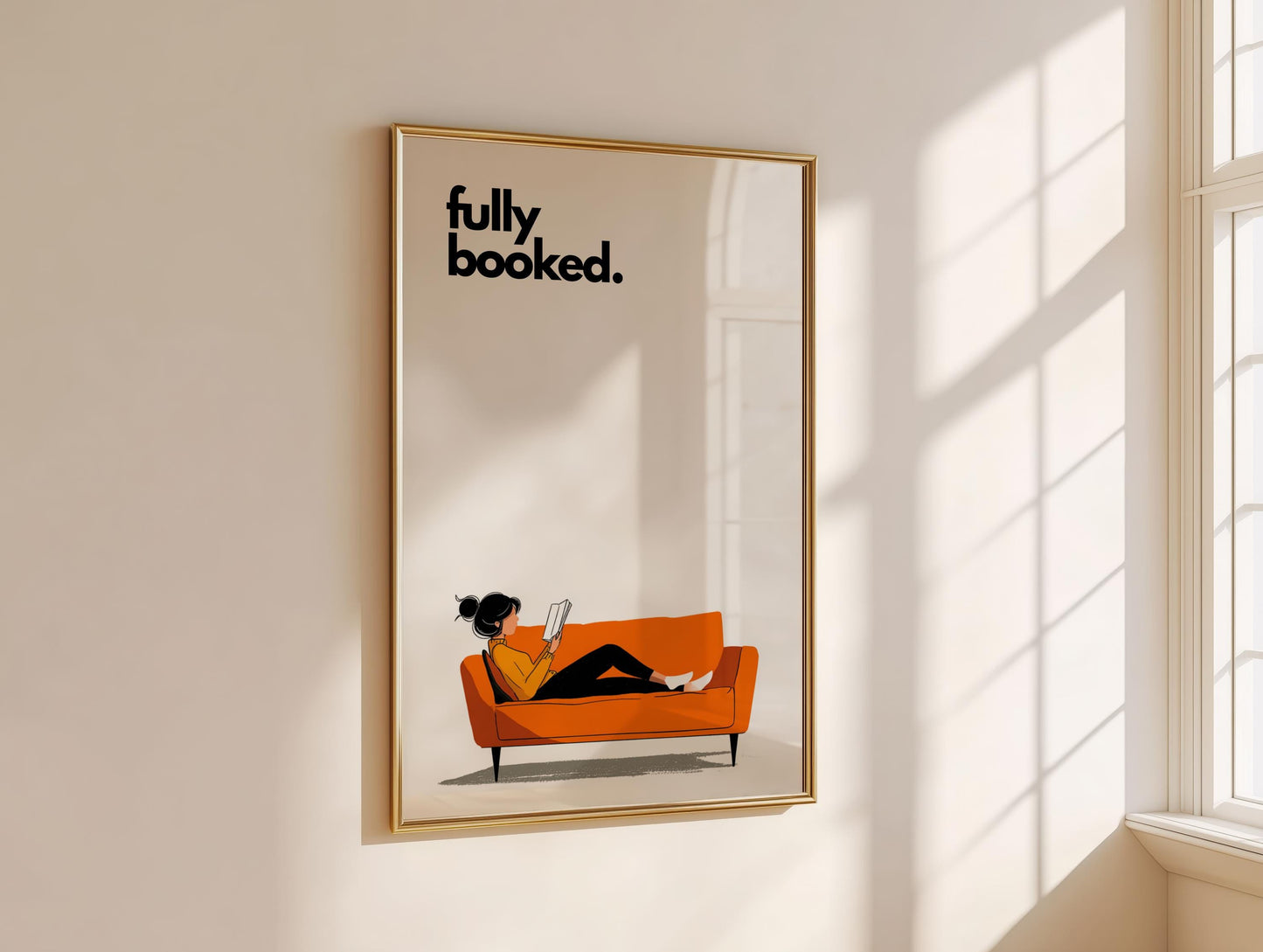Fully Booked Reading Print | Funny Book Art | Cozy Wall Decor | Book Lover Gift | Nook Poster | Reader Gift | Aesthetic Art | Home Decor - Book Poster Art Print Decor Bookish