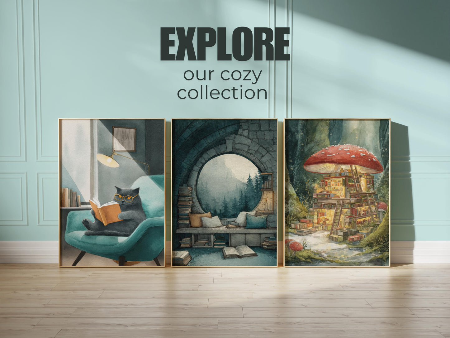 Just One More Chapter Print | Funny Night Owl Reader | Cozy Wall Decor | Book Lover Gift | Nook Poster | Reader Gift | Aesthetic Art | Home - Book Poster Art Print Decor Bookish