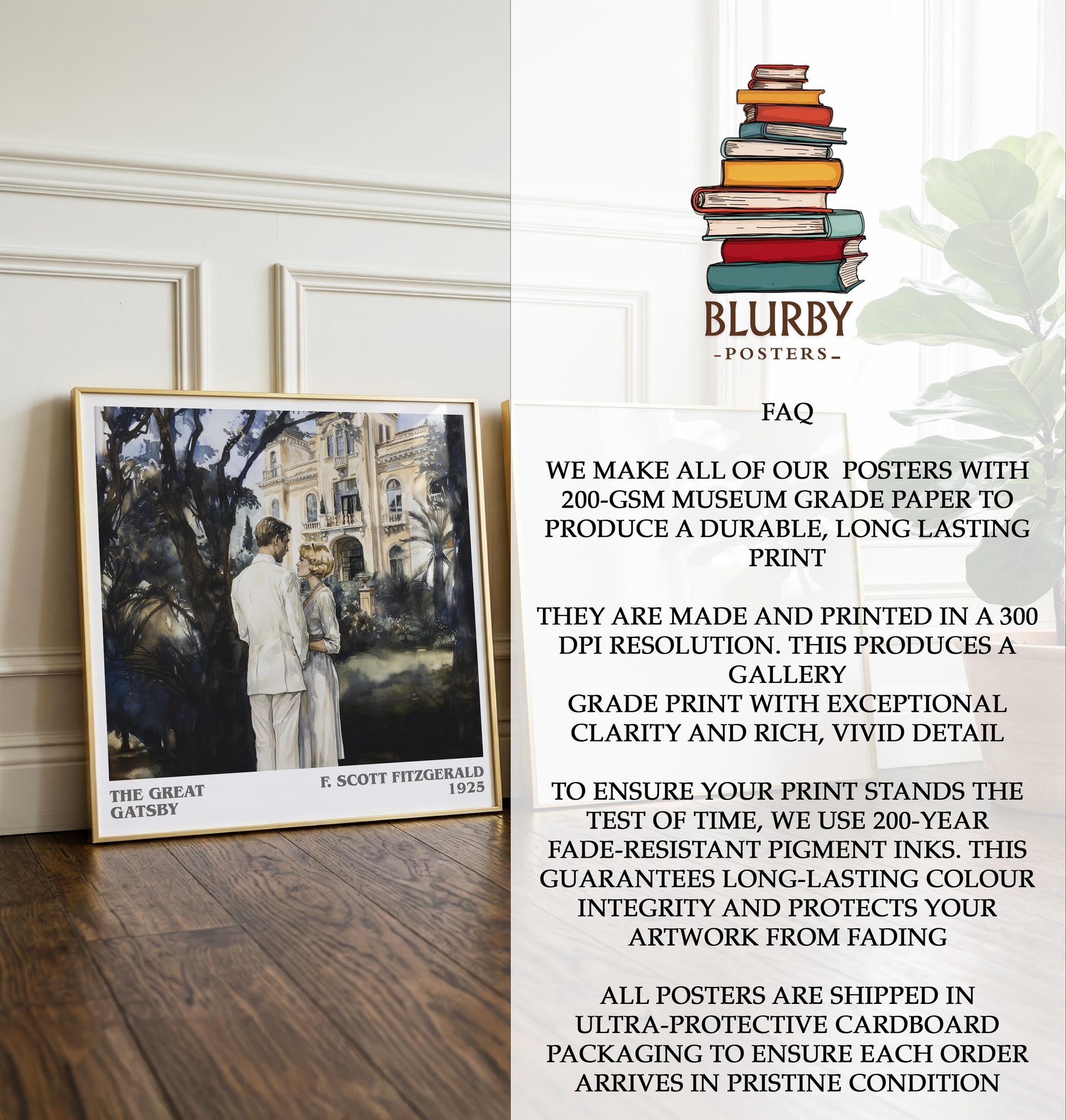 The Great Gatsby by F. Scott Fitzgerald | Book Poster | Literary Art Gift For Book Lover | Novel Inspired Wall Art | Free Delivery