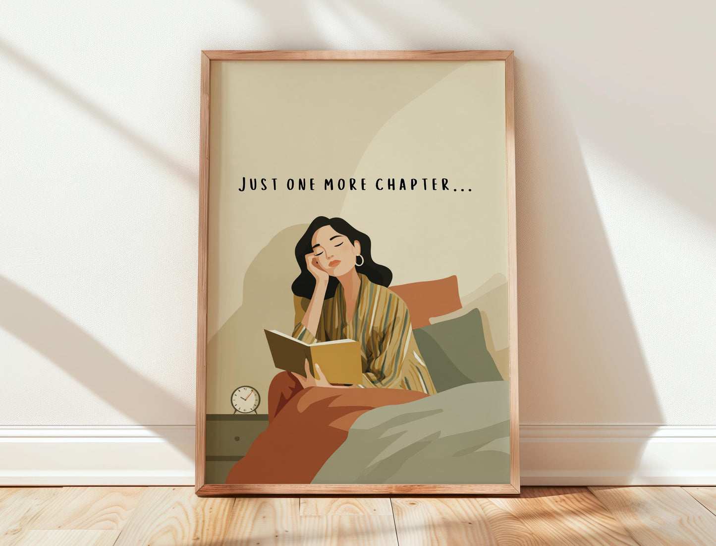 Just One More Chapter Print | Funny Night Owl Reader | Cozy Wall Decor | Book Lover Gift | Nook Poster | Reader Gift | Aesthetic Art | Home - Book Poster Art Print Decor Bookish