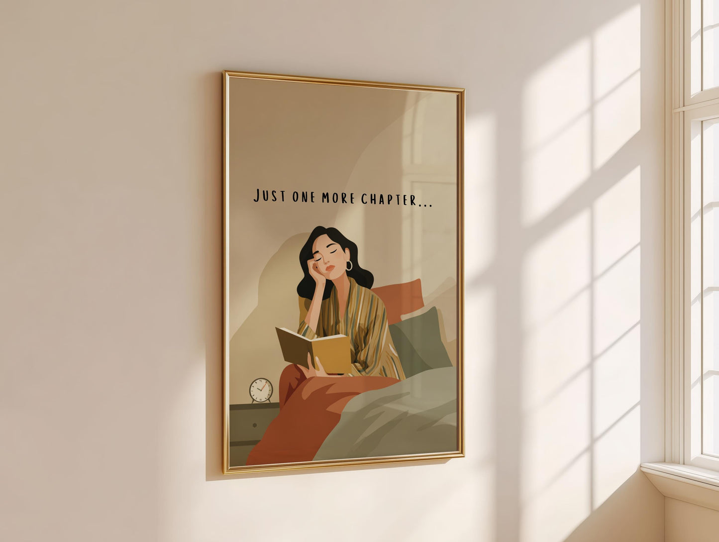 Just One More Chapter Print | Funny Night Owl Reader | Cozy Wall Decor | Book Lover Gift | Nook Poster | Reader Gift | Aesthetic Art | Home - Book Poster Art Print Decor Bookish