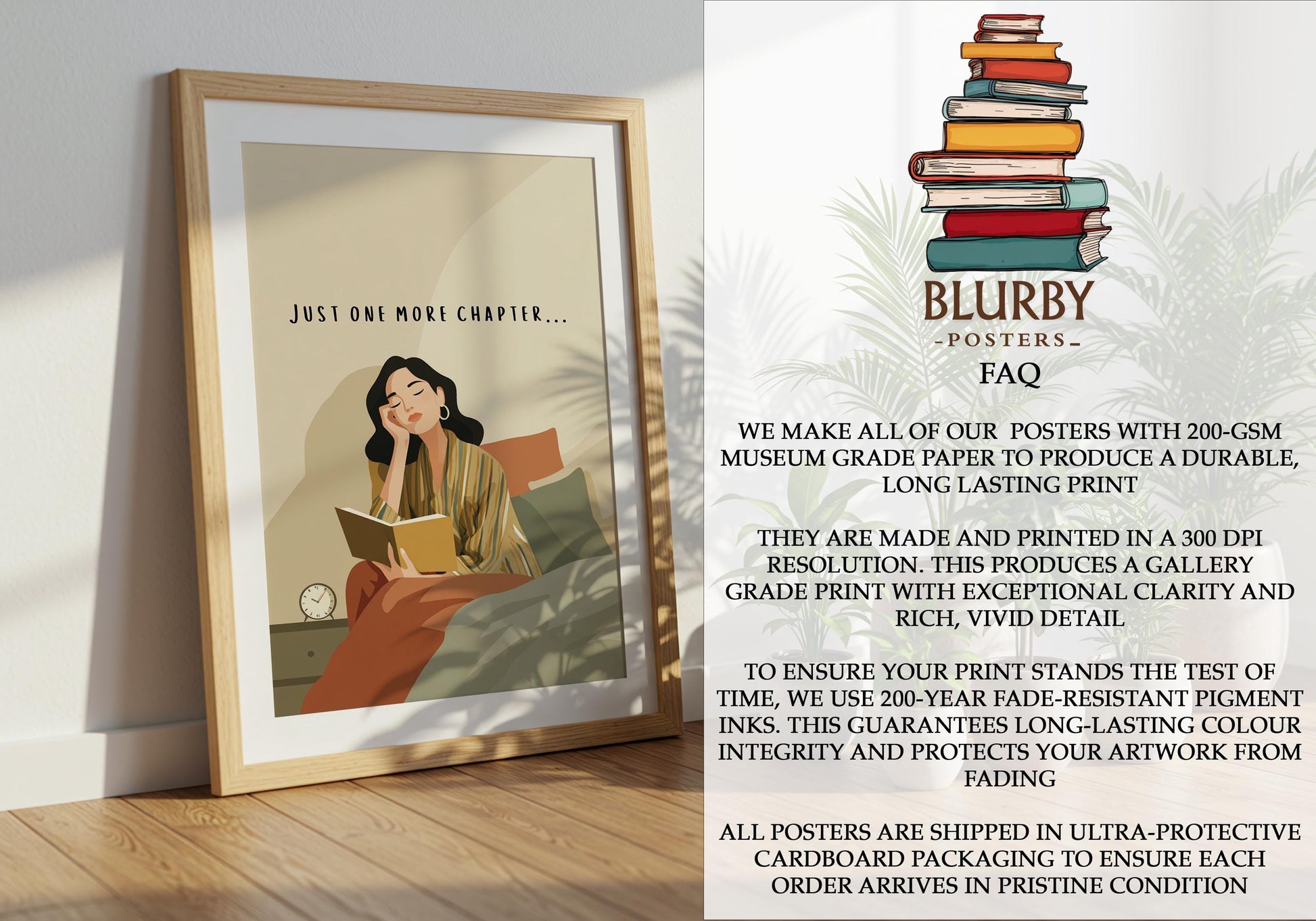 Just One More Chapter Print | Funny Night Owl Reader | Cozy Wall Decor | Book Lover Gift | Nook Poster | Reader Gift | Aesthetic Art | Home - Book Poster Art Print Decor Bookish