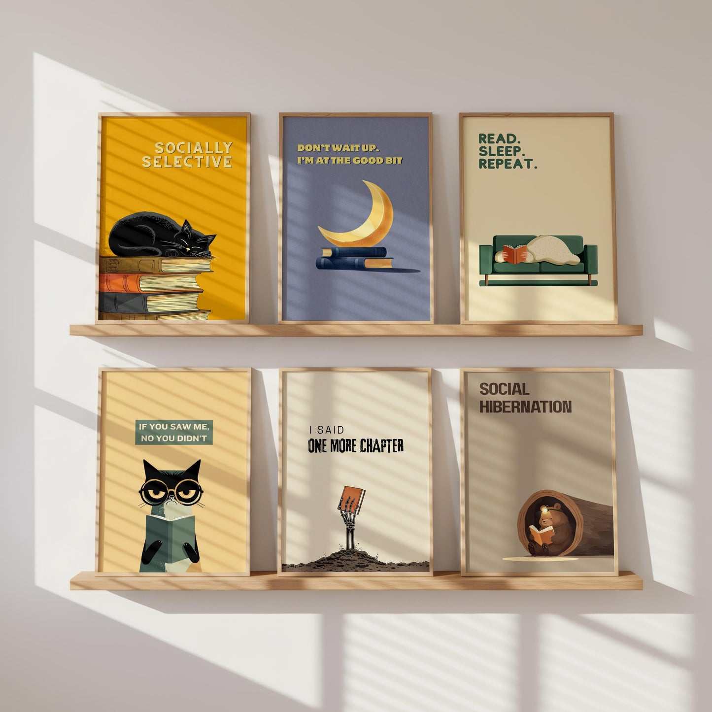 Don't Wait Up I'm At The Good Bit | Funny Moon Book Art | Cozy Wall Decor | Book Lover Gift | Nook Poster | Reader Gift | Aesthetic Art - Book Poster Art Print Decor Bookish