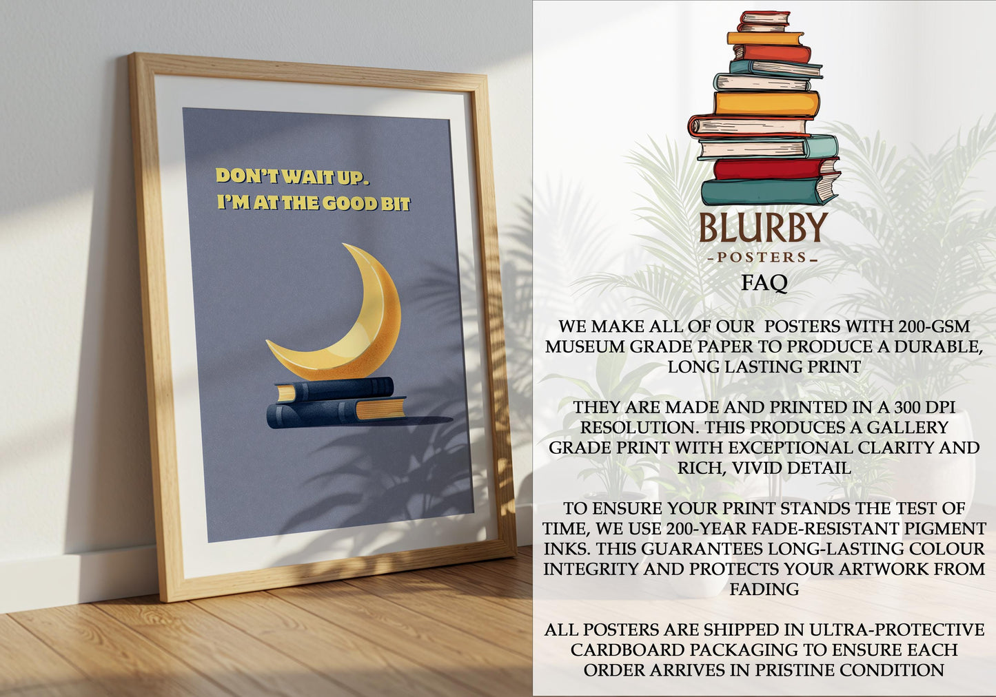 Don't Wait Up I'm At The Good Bit | Funny Moon Book Art | Cozy Wall Decor | Book Lover Gift | Nook Poster | Reader Gift | Aesthetic Art - Book Poster Art Print Decor Bookish