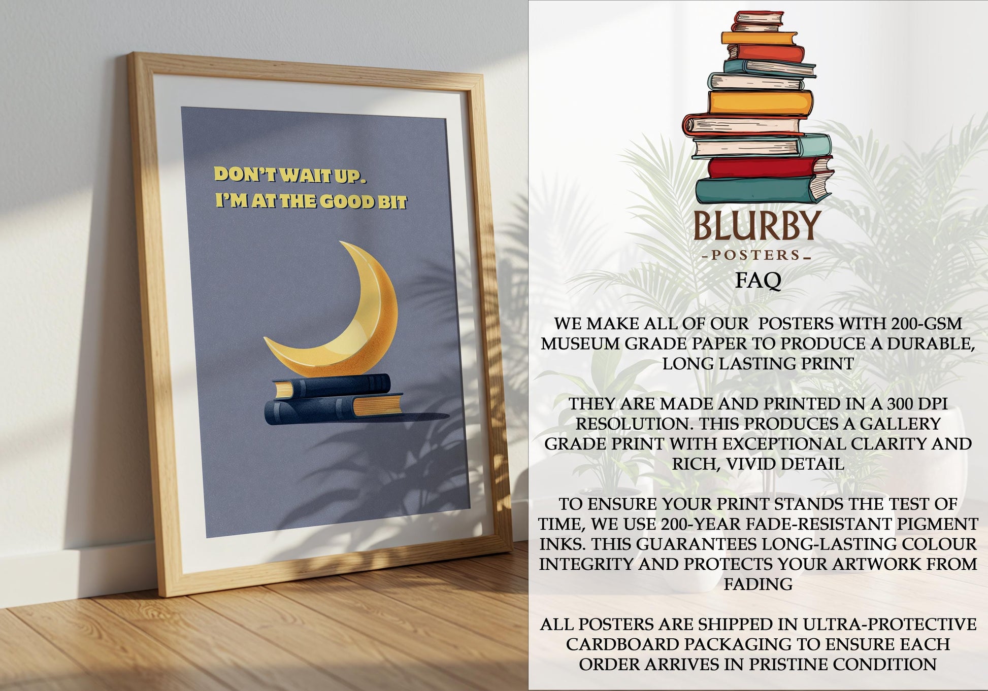 Don't Wait Up I'm At The Good Bit | Funny Moon Book Art | Cozy Wall Decor | Book Lover Gift | Nook Poster | Reader Gift | Aesthetic Art - Book Poster Art Print Decor Bookish