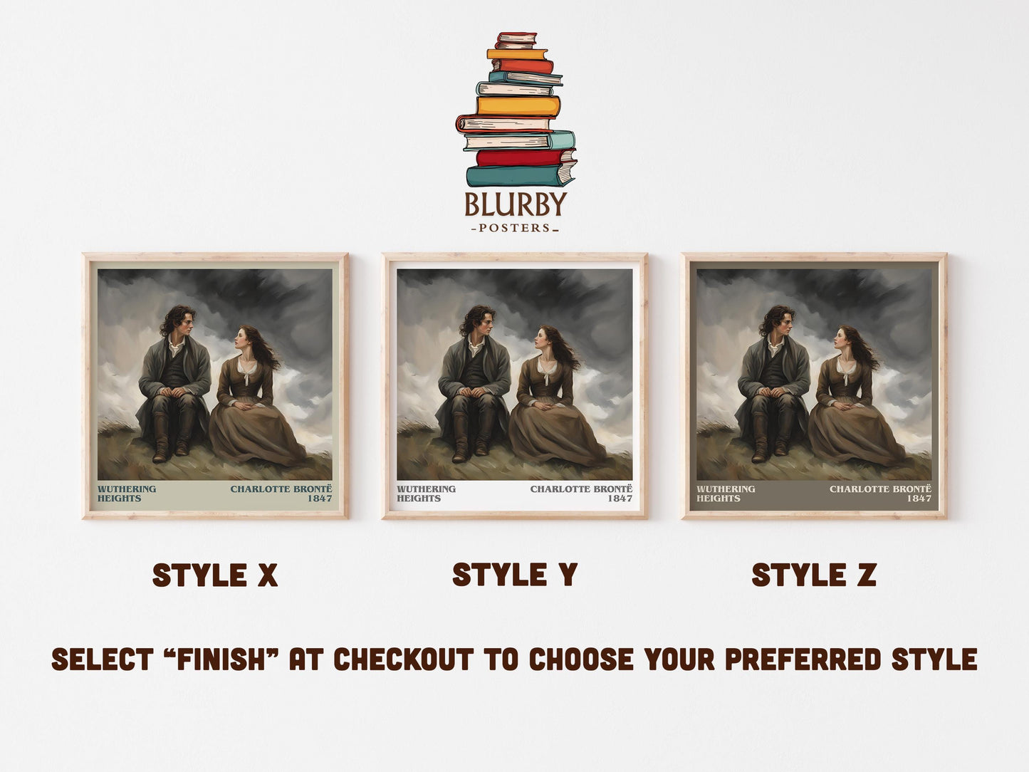 Wuthering Heights literary art print colour and style options – Charlotte Brontë book art