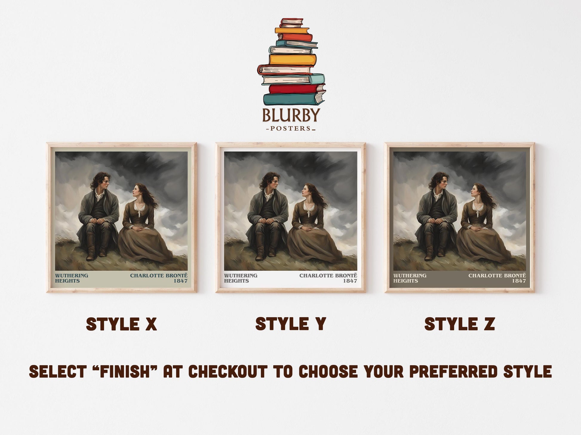 Wuthering Heights literary art print colour and style options – Charlotte Brontë book art