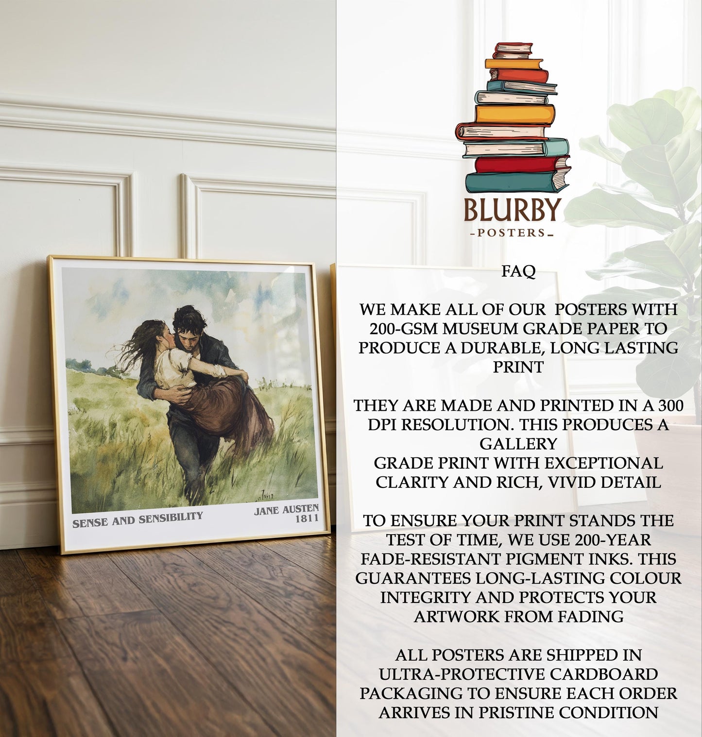 Sense and Sensibility by Jane Austen | Book Poster | Literary Art Gift For Book Lover | Novel Inspired Wall Art | Free Delivery