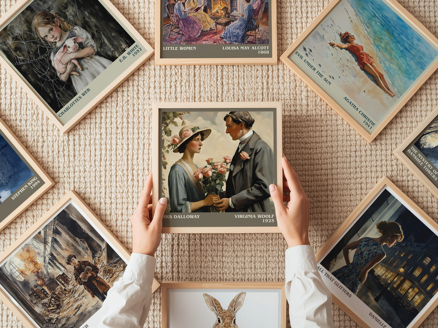 Mrs Dalloway literary print on bookshelf – Virginia Woolf fan gift