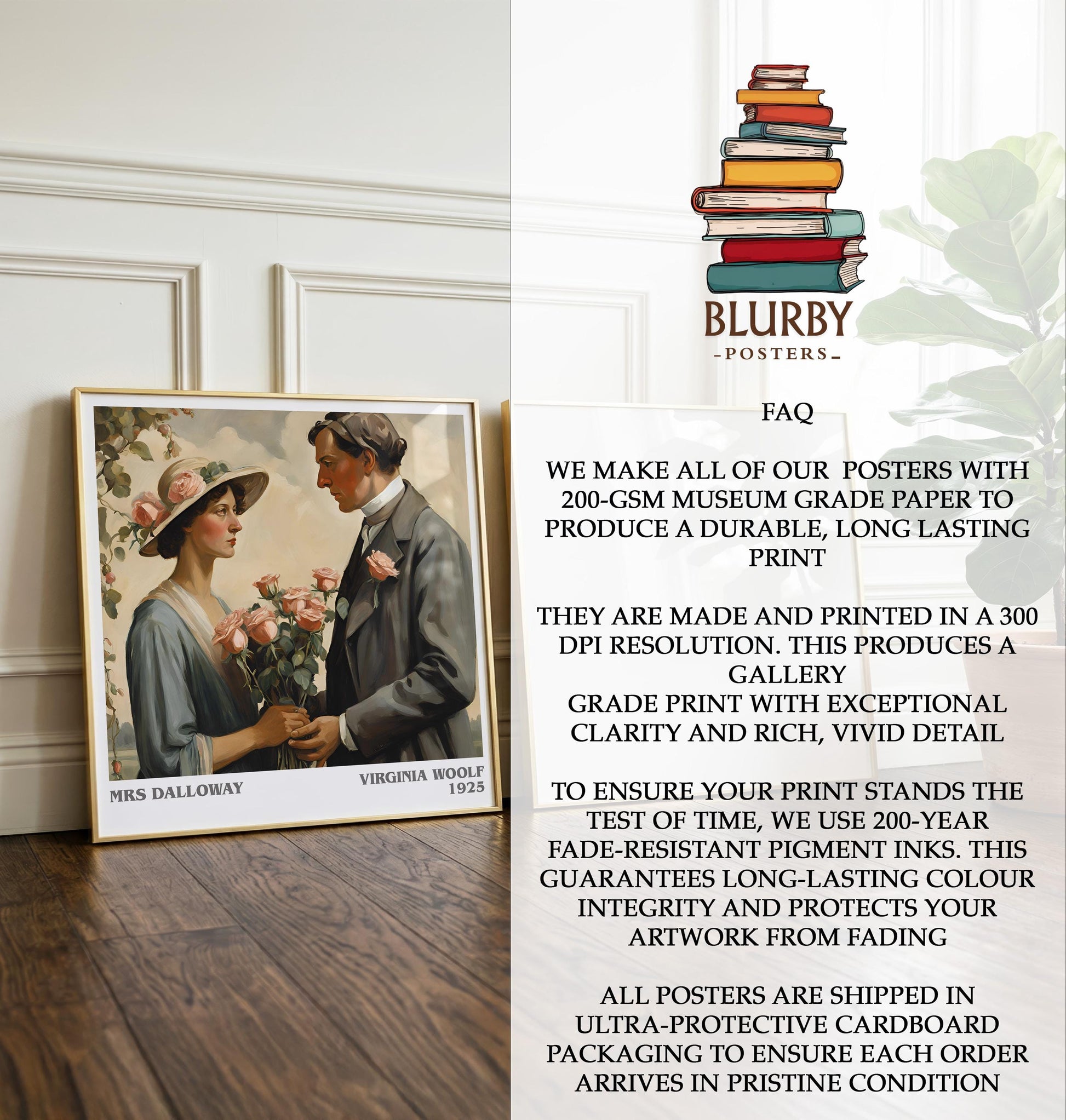 Miss Dalloway by Virginia Woolf | Book Poster | Literary Art Gift For Book Lover | Novel Inspired Wall Art | Free Delivery