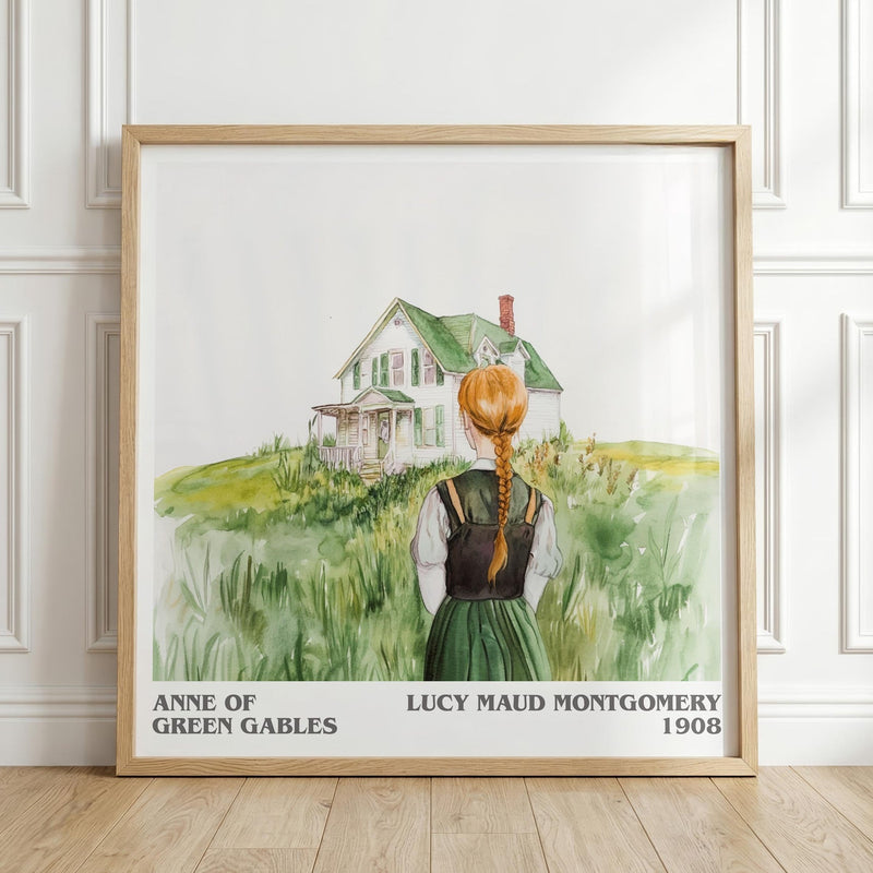 Anne of Green Gables literary print in frame leaning in hallway – coming of age wall art