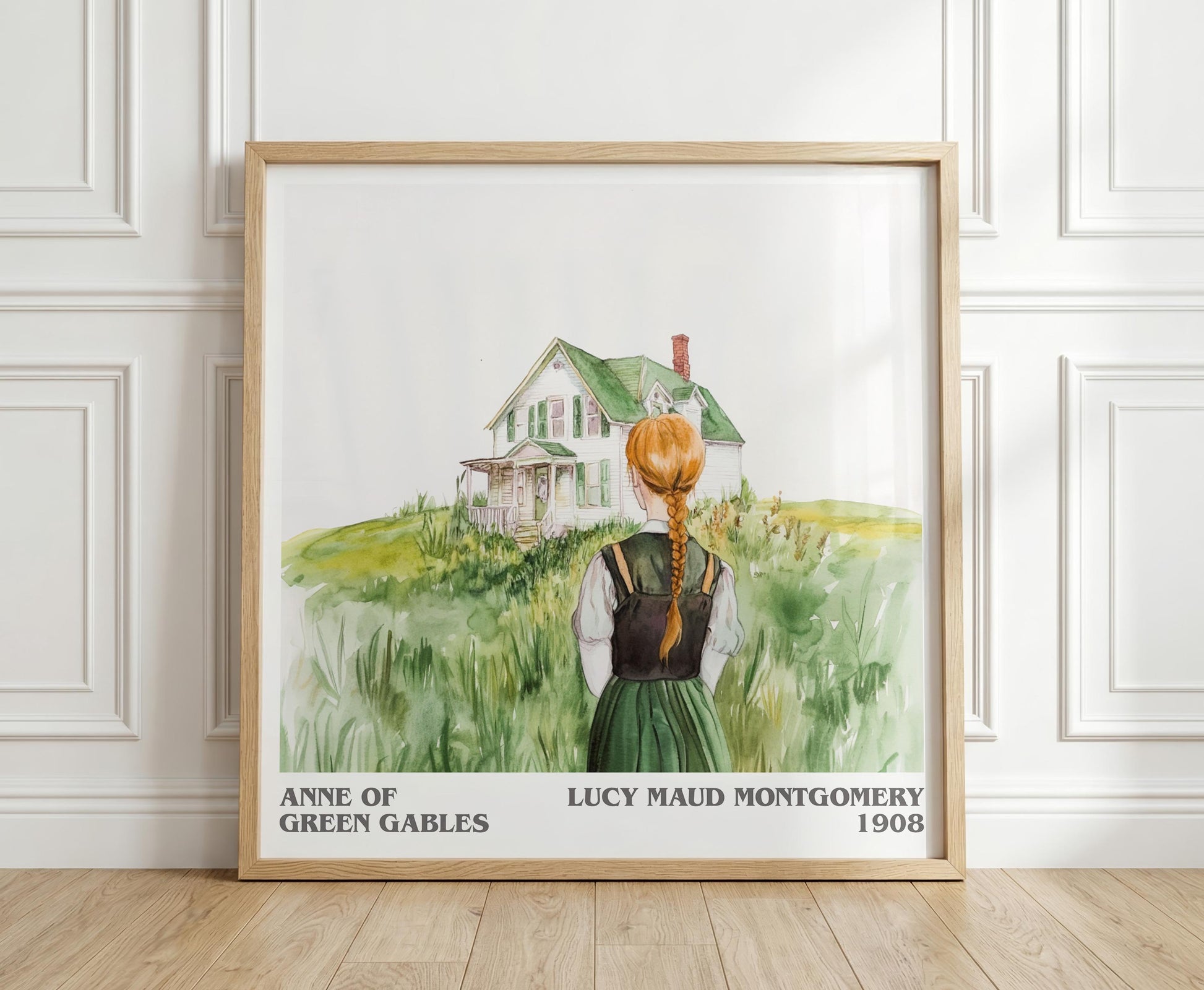 Anne of Green Gables literary print in frame leaning in hallway – coming of age wall art