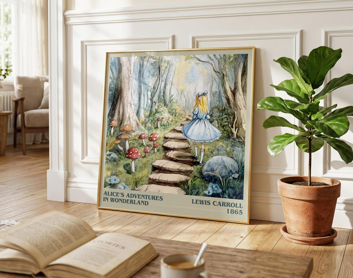 Alice's Adventures in Wonderland literary poster paired in gallery wall – literary art prints