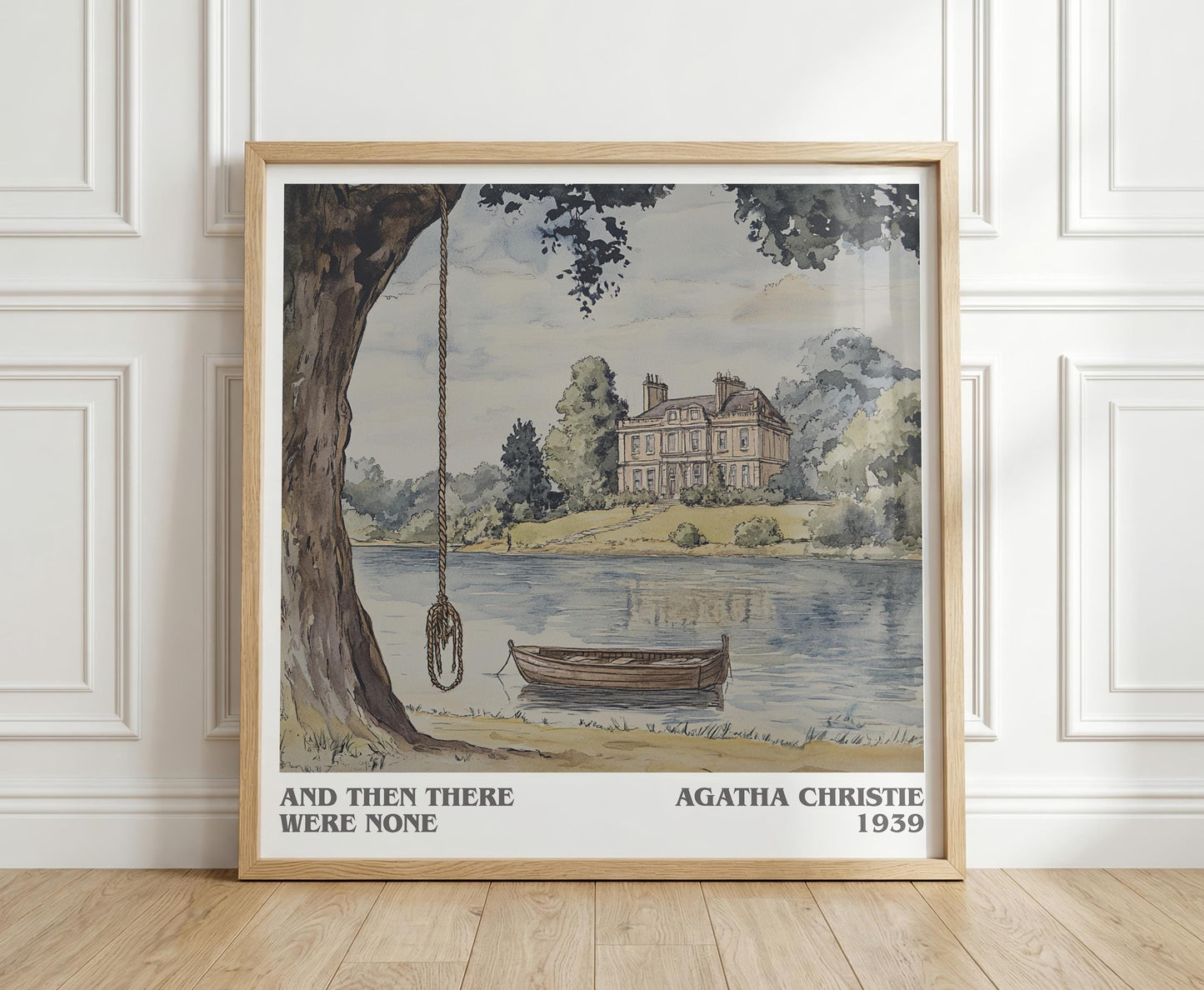 And Then There Were None literary print in frame leaning in hallway – mystery wall art