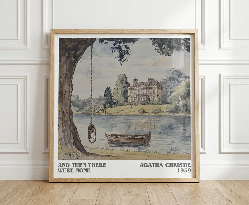 And Then There Were None literary print in frame leaning in hallway – mystery wall art