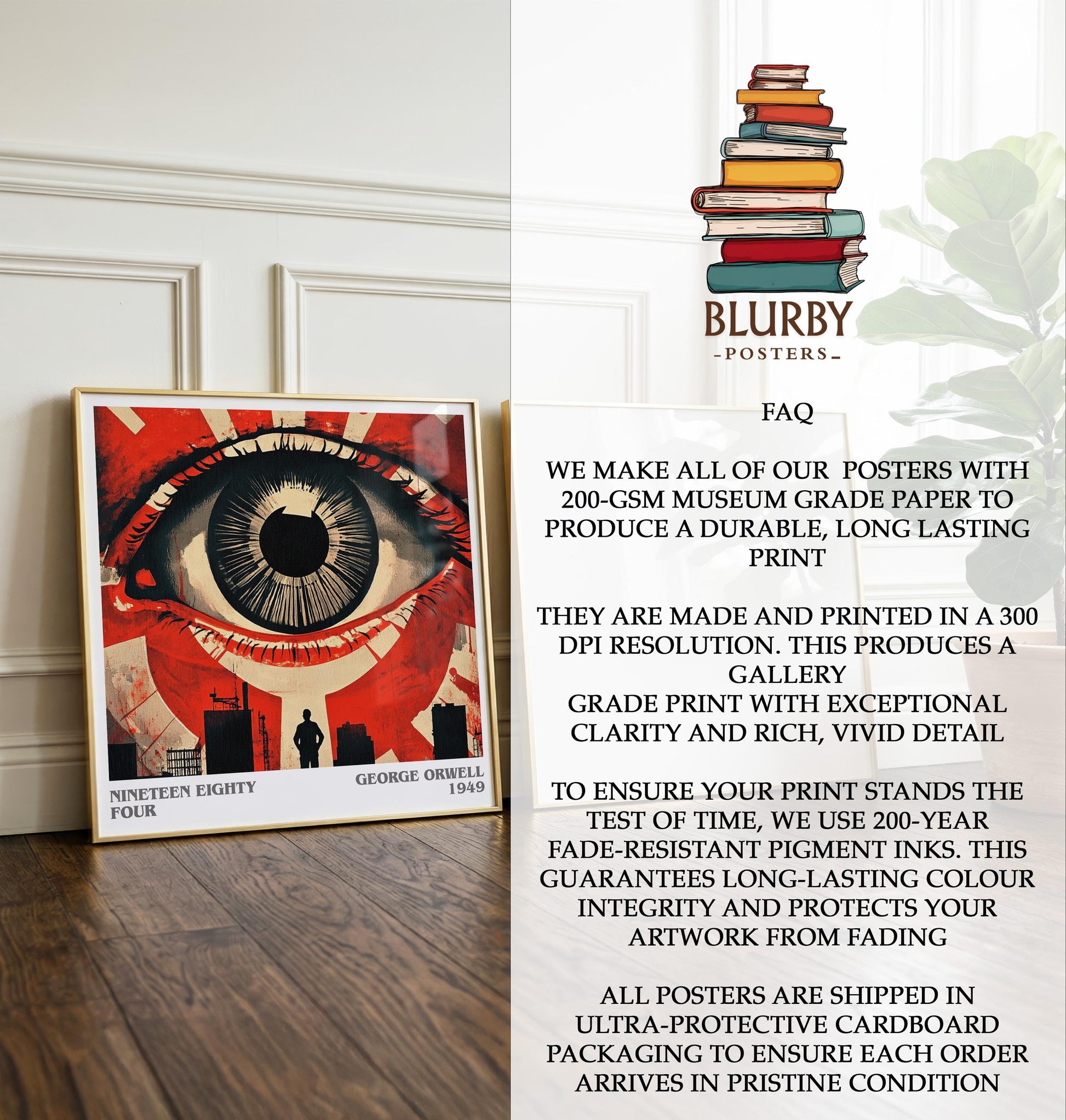 Nineteen Eighty Four by George Orwell | Book Poster | Literary Art Gift For Book Lover | Novel Inspired Wall Art | Free Delivery