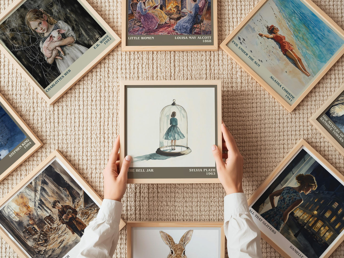 The Bell Jar literary print on bookshelf – Sylvia Plath fan gift