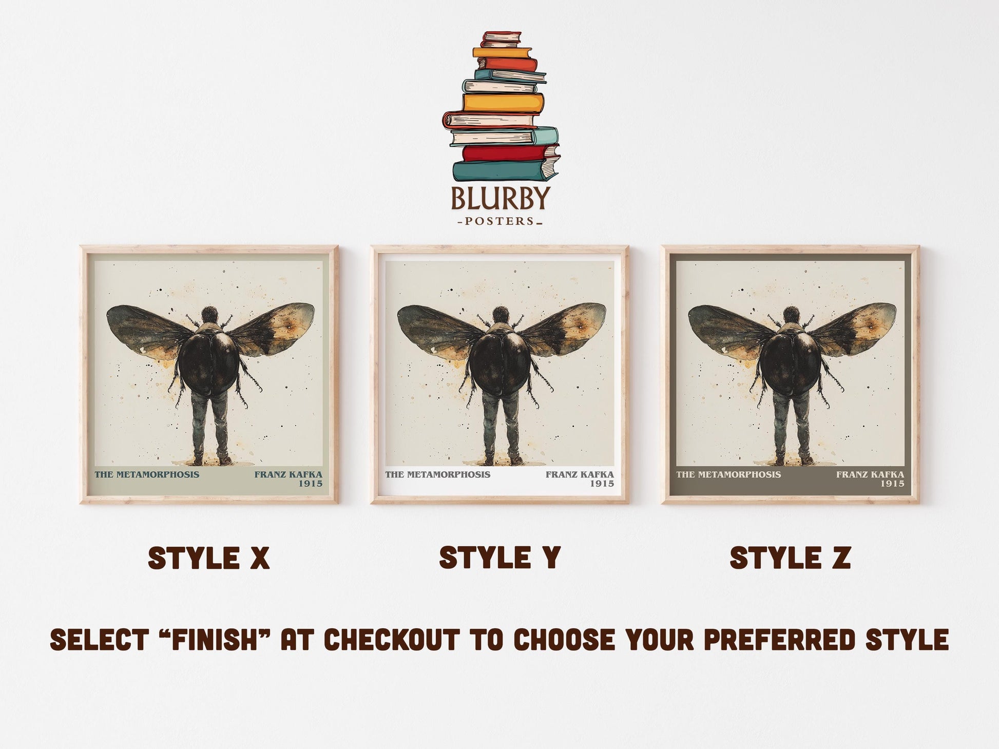 Metamorphosis literary art print colour and style options – Frank Kafka book art