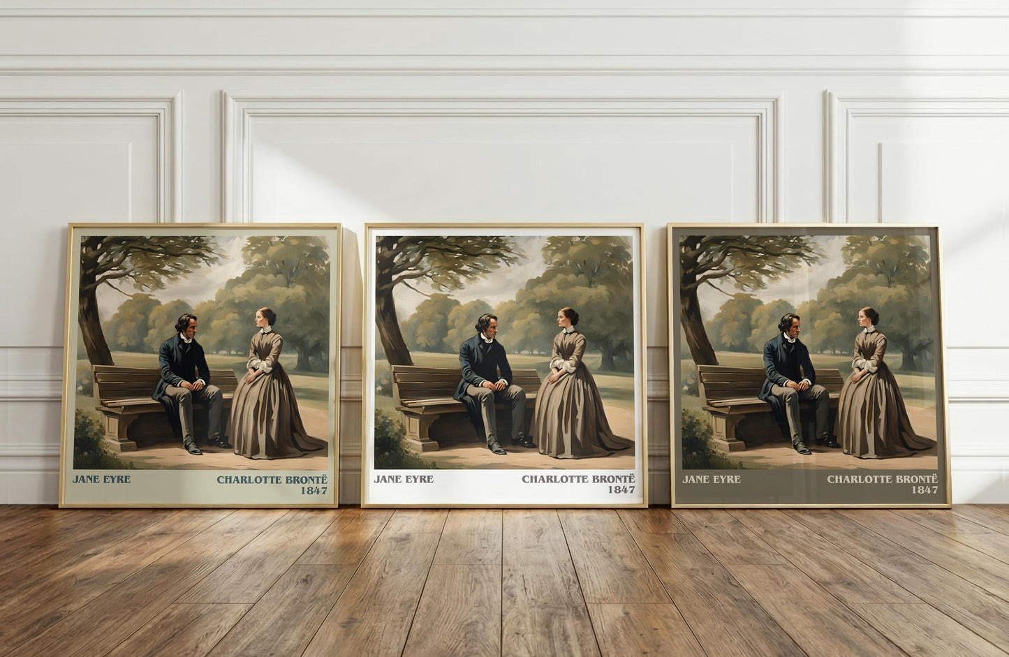 Jane Eyre literary print framed by window – literary home decor