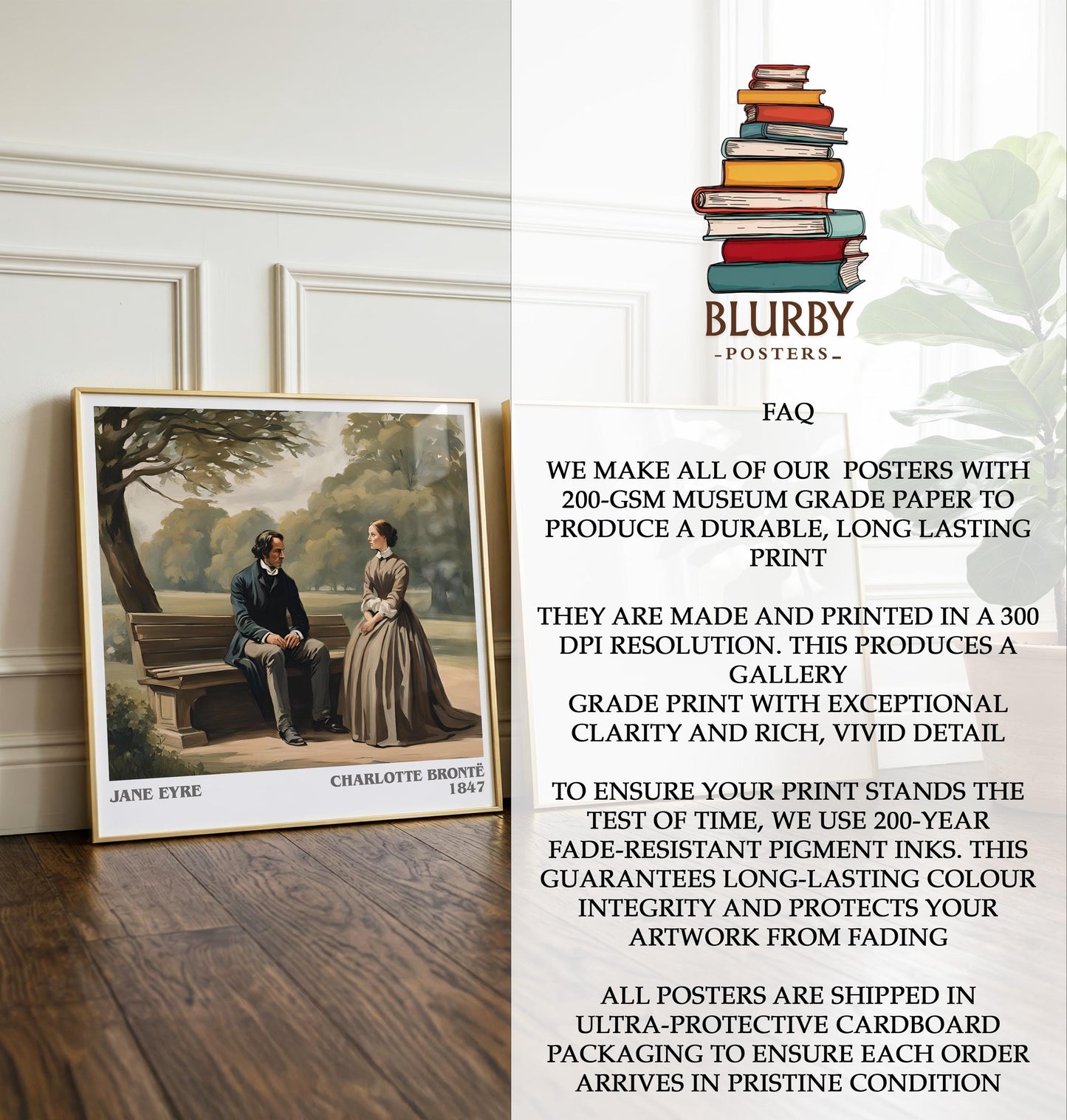 Jane Eyre by Charlotte Brontë | Book Poster | Literary Art Gift For Book Lover | Novel Inspired Wall Art | Free Delivery