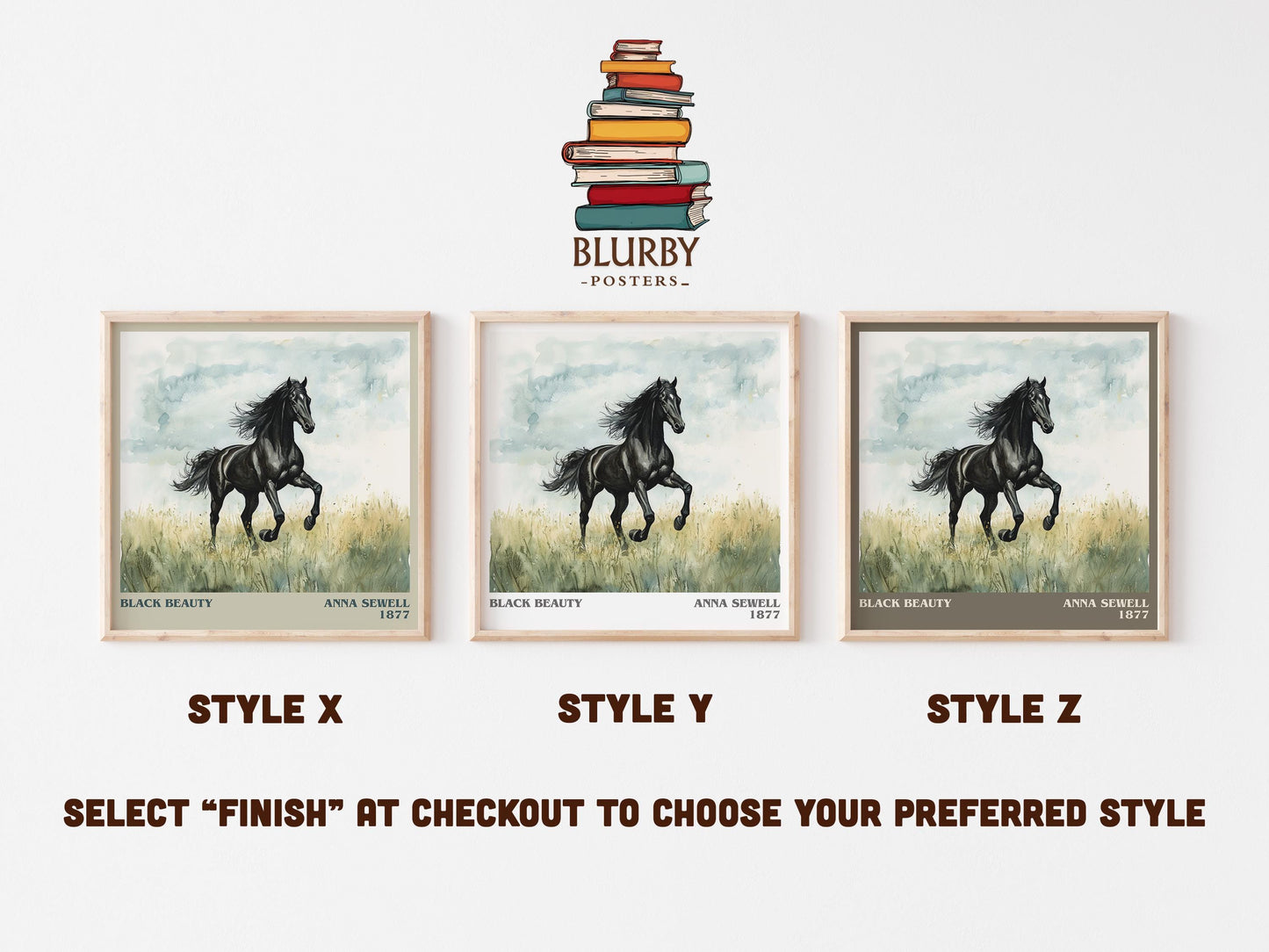 Black Beauty literary art print colour and style options – Anna Sewell book art