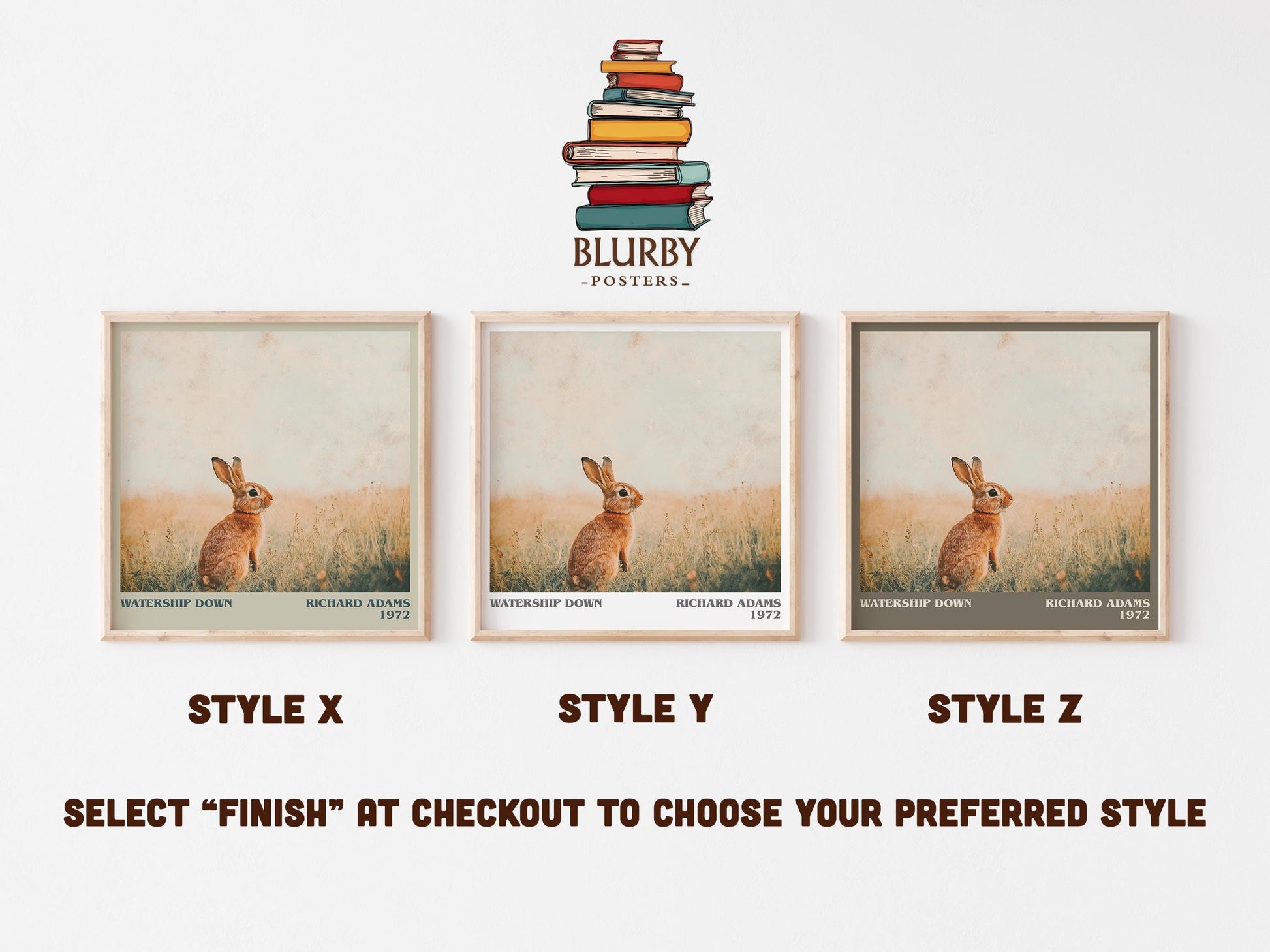 Watership Down literary art print colour and style options – Richard Adams book art