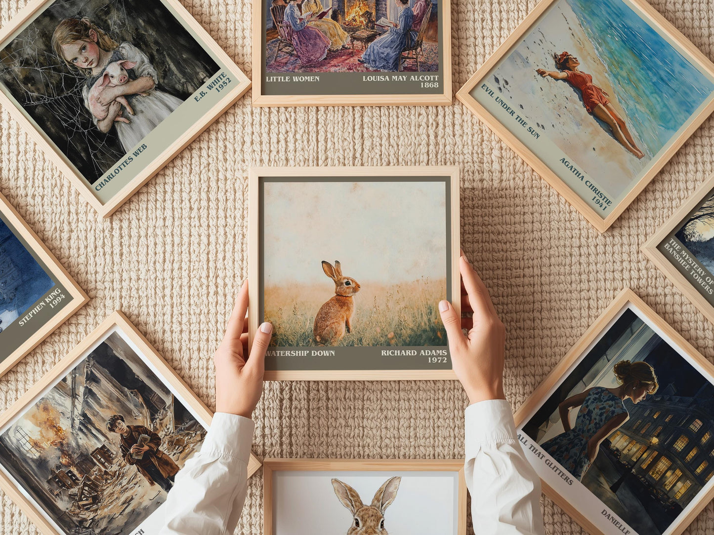 Watership Down literary print on bookshelf – Richard Adams fan gift