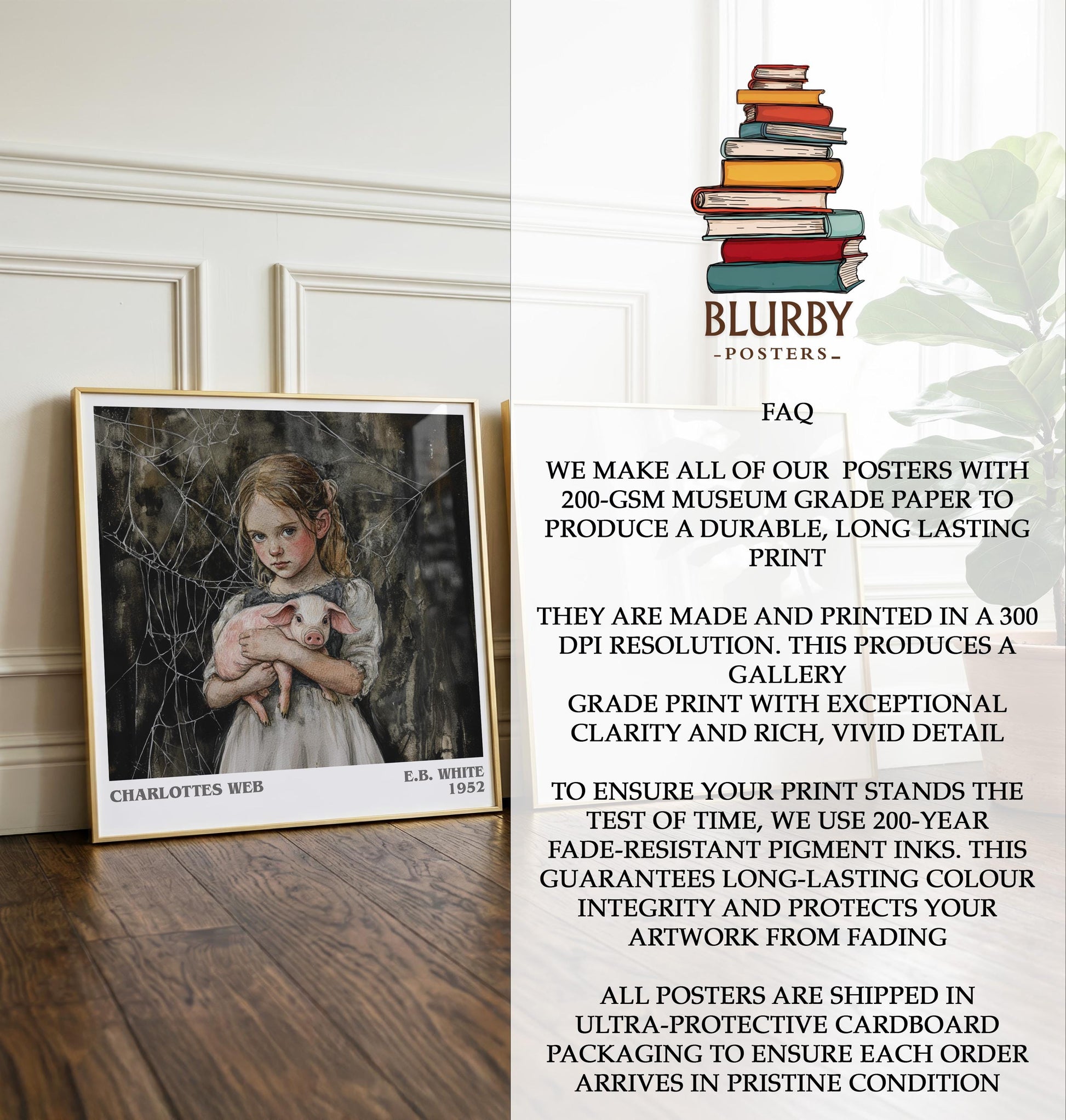 Charlotte's Web by E.B. White | Book Poster | Literary Art Gift For Book Lover | Novel Inspired Wall Art | Free Delivery