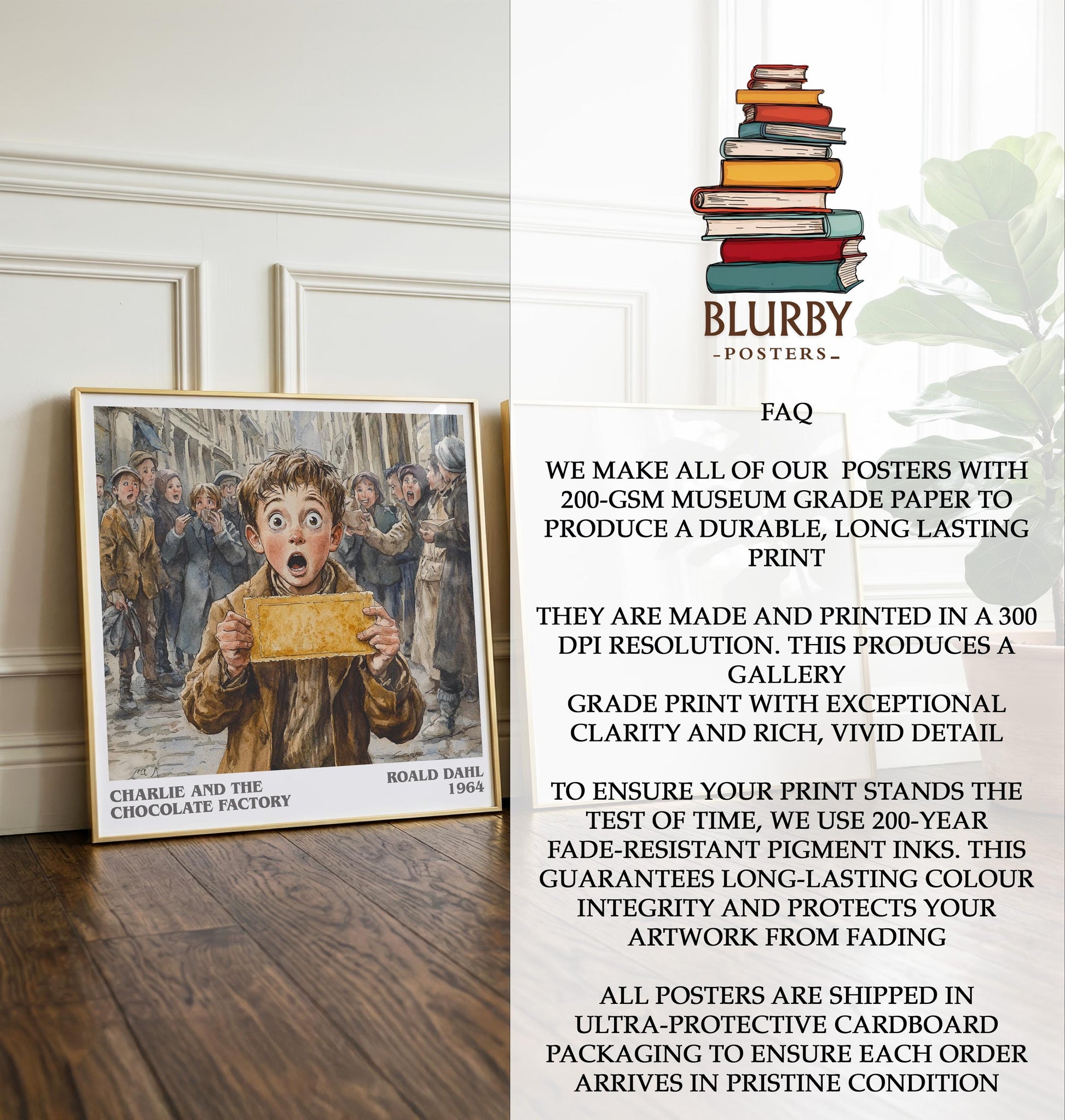 Charlie And The Chocolate Factory by Roald Dahl | Book Poster | Literary Art Gift For Book Lover | Novel Inspired Wall Art | Free Delivery