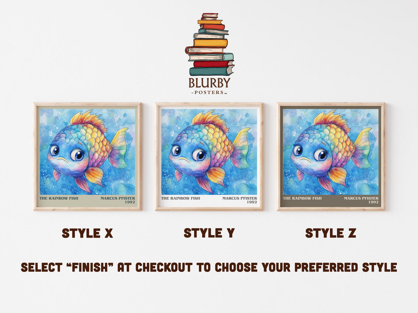 The Rainbow Fish literary art print colour and style options – Marcus Pfister book art