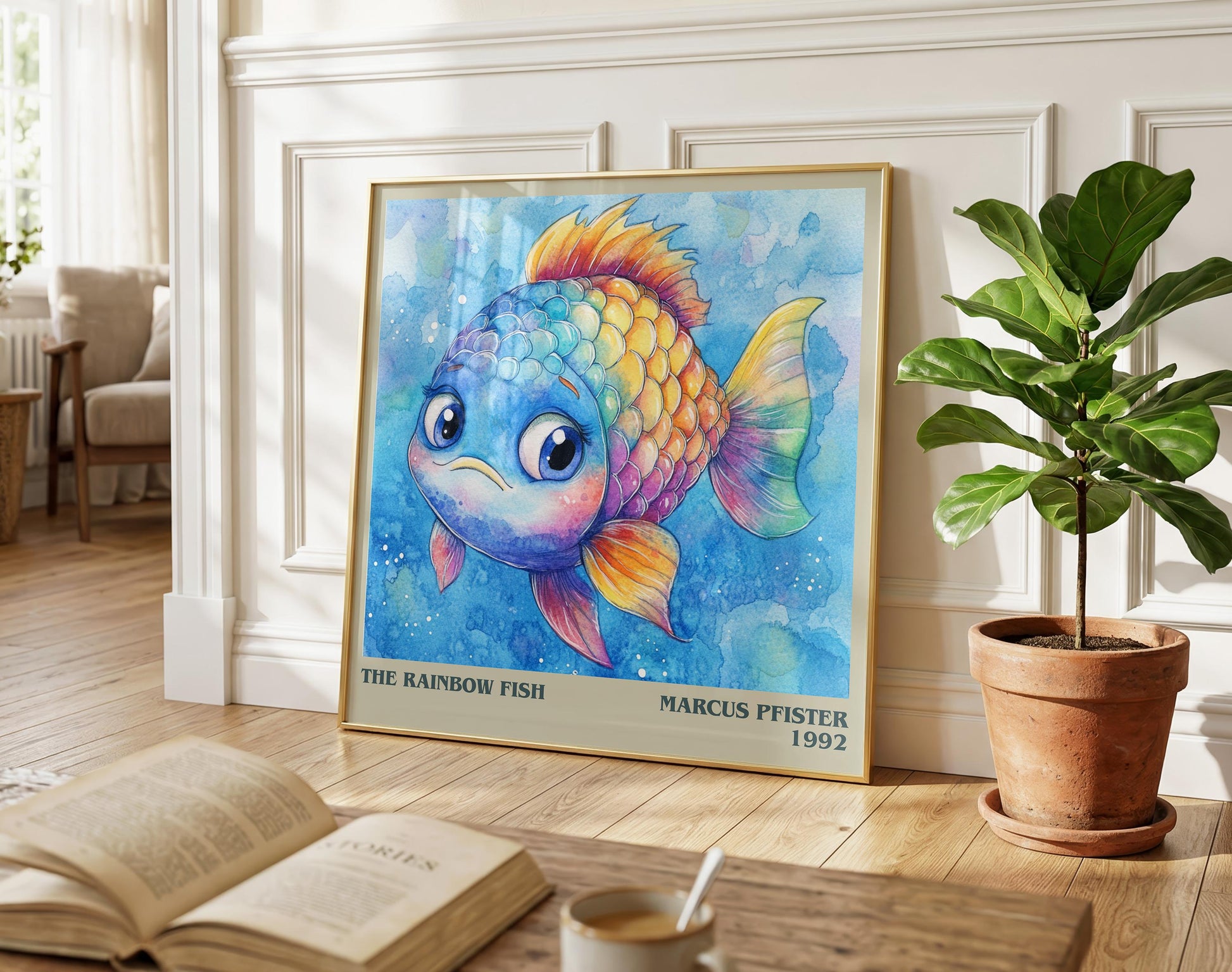 The Rainbow Fish literary poster paired in gallery wall – literary art prints