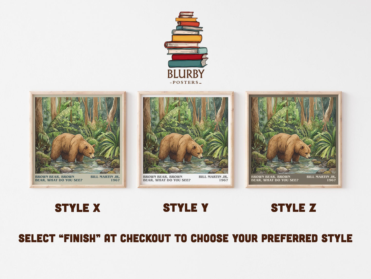 Brown Bear, Brown Bear, What Do You See? literary art print colour and style options – Bill Martin, Jr. book art