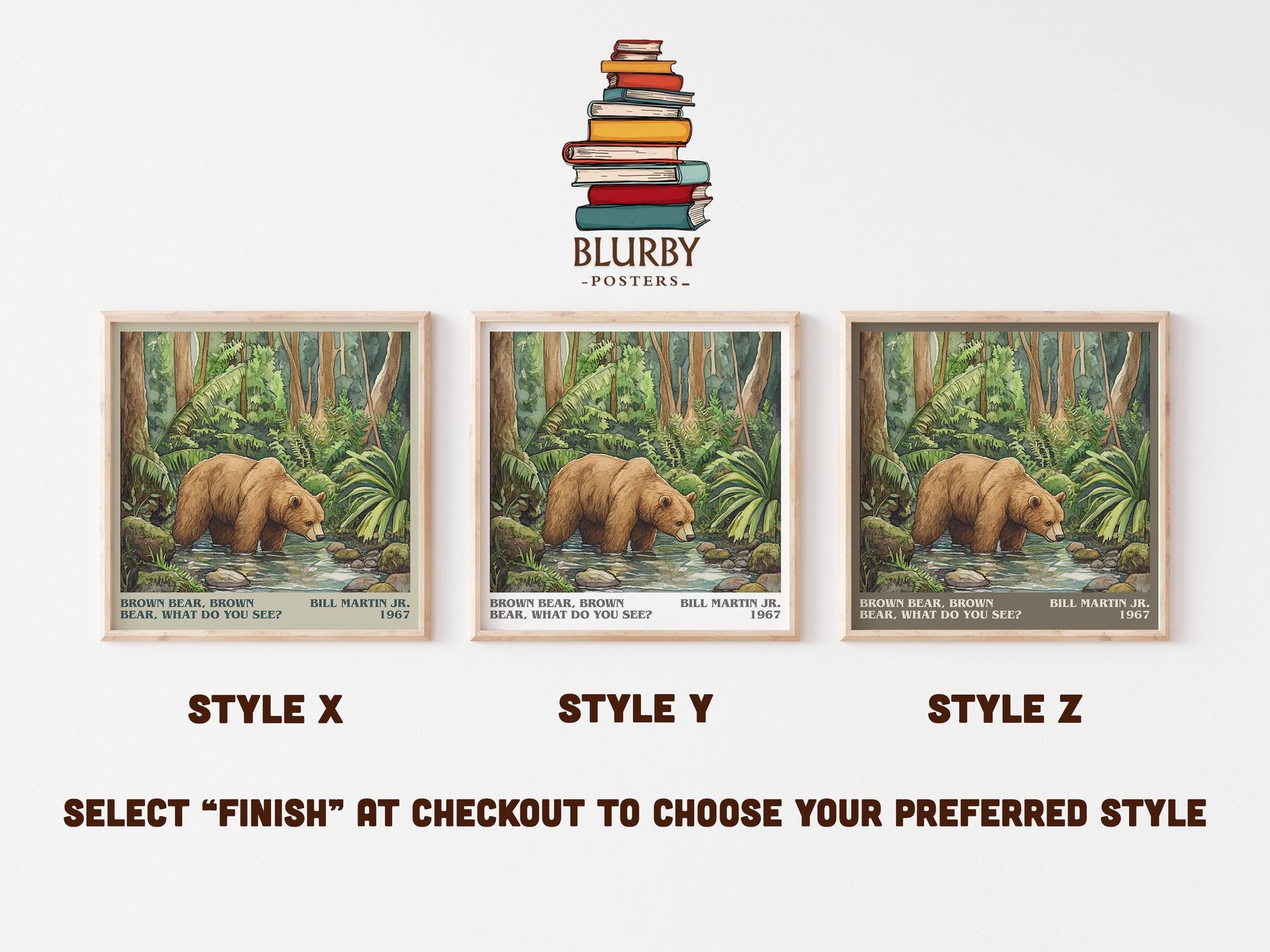 Brown Bear, Brown Bear, What Do You See? literary art print colour and style options – Bill Martin, Jr. book art
