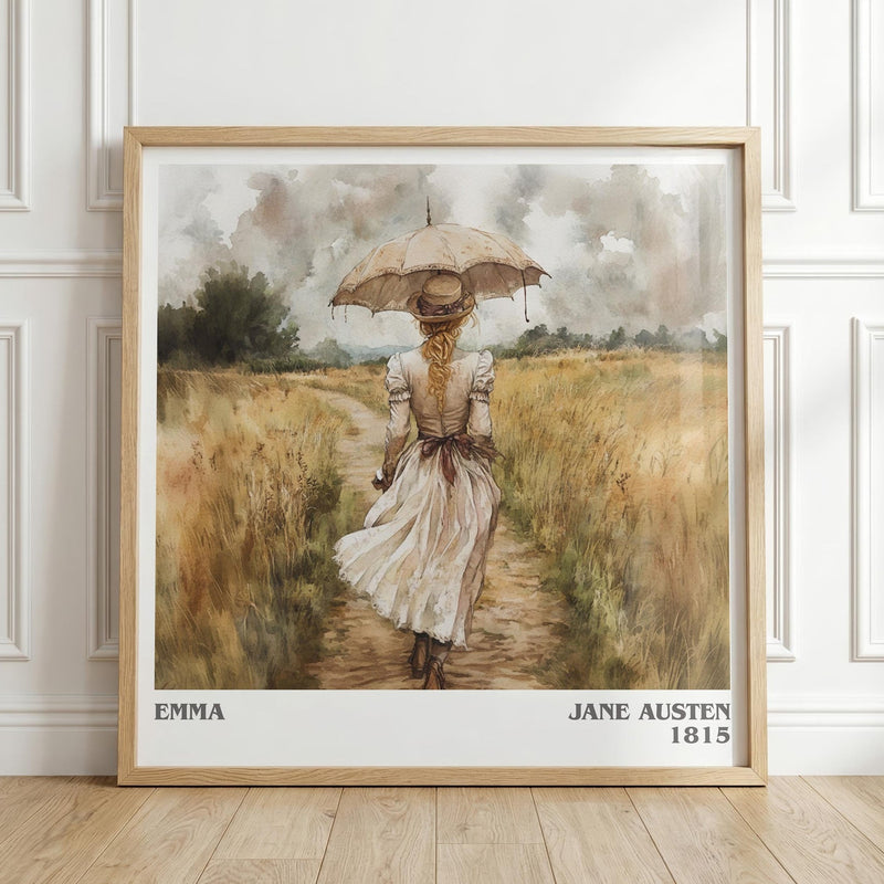 Emma literary print in frame leaning in hallway – classic literature wall art
