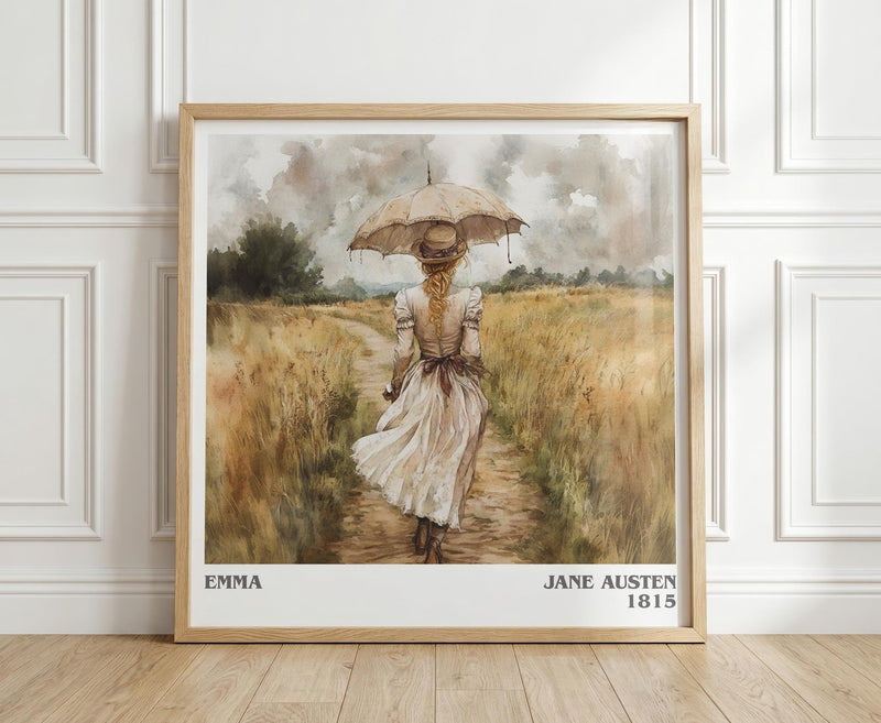 Emma literary print in frame leaning in hallway – classic literature wall art