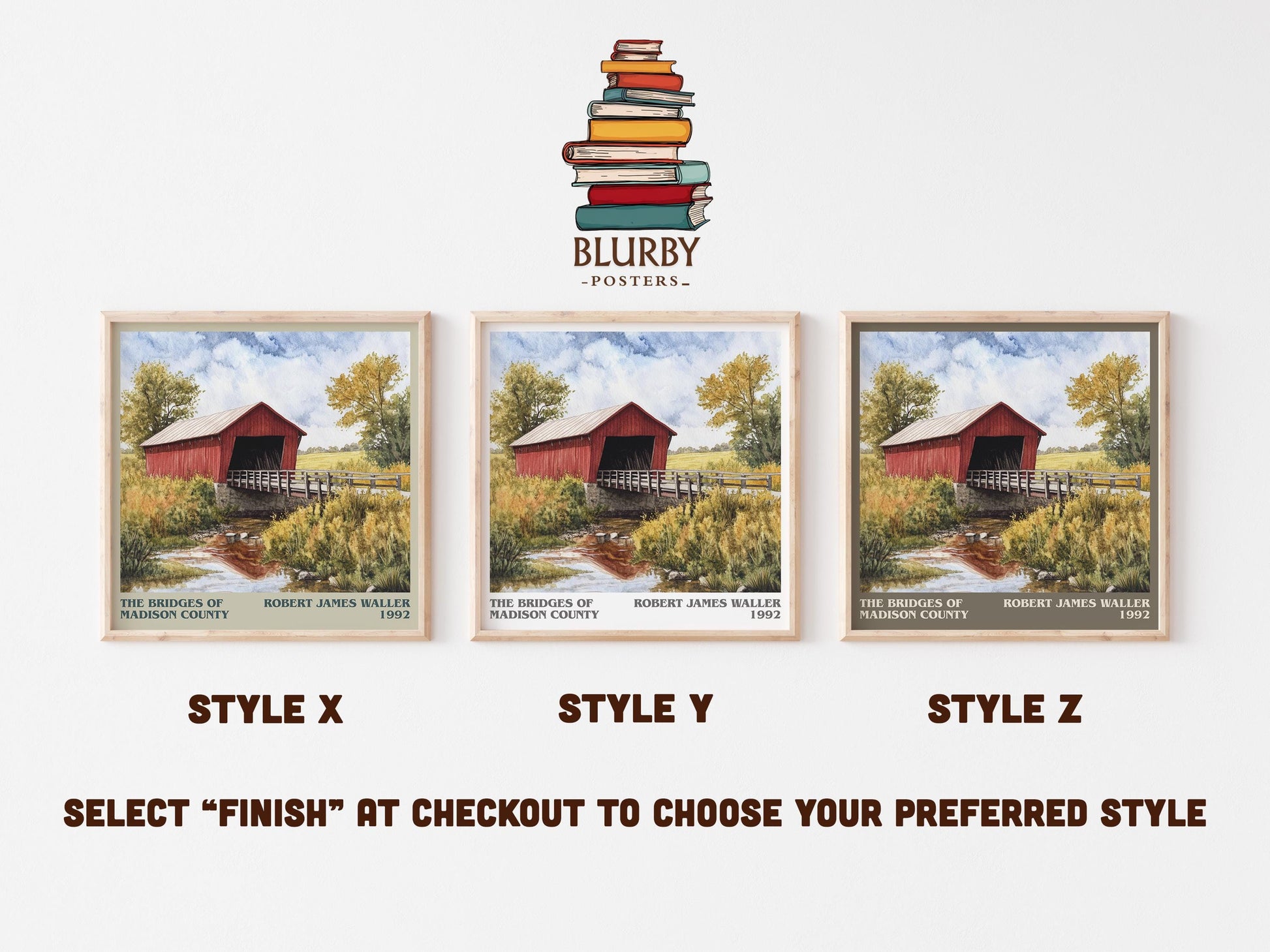 The Bridges of Madison County literary art print colour and style options – Robert James Waller book art