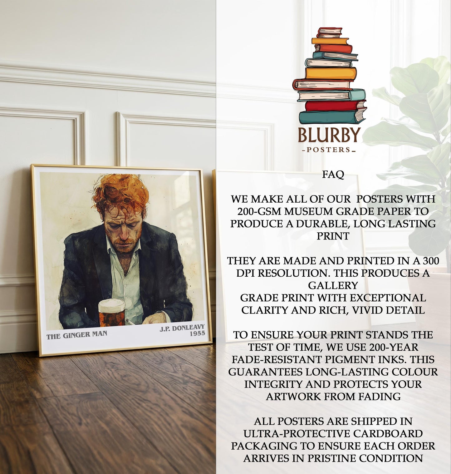 The Ginger Man by J.P. Donleavy | Book Poster | Literary Art Gift For Book Lover | Novel Inspired Wall Art | Free Delivery