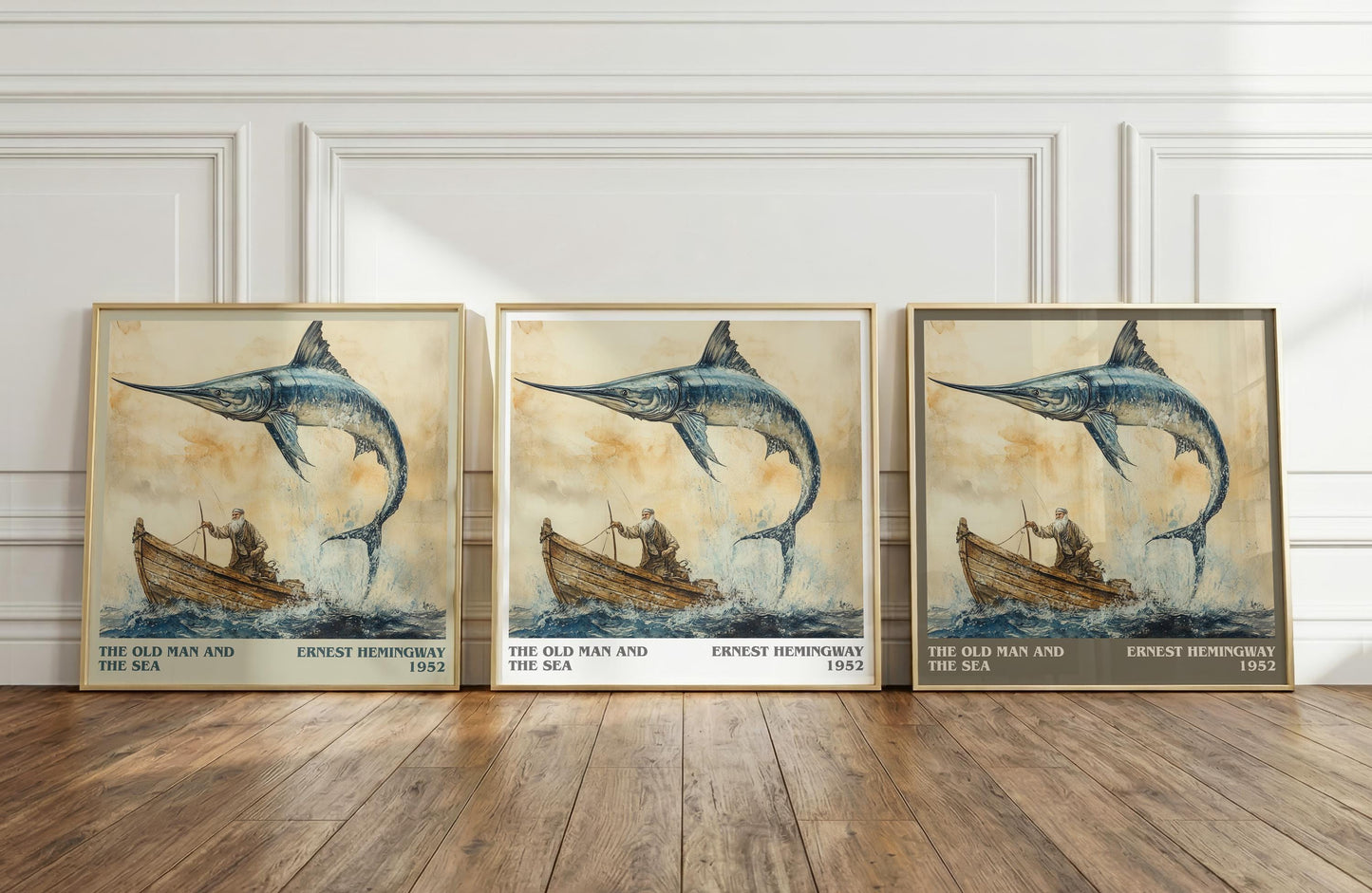 The Old Man and the Sea literary print framed by window – literary home decor