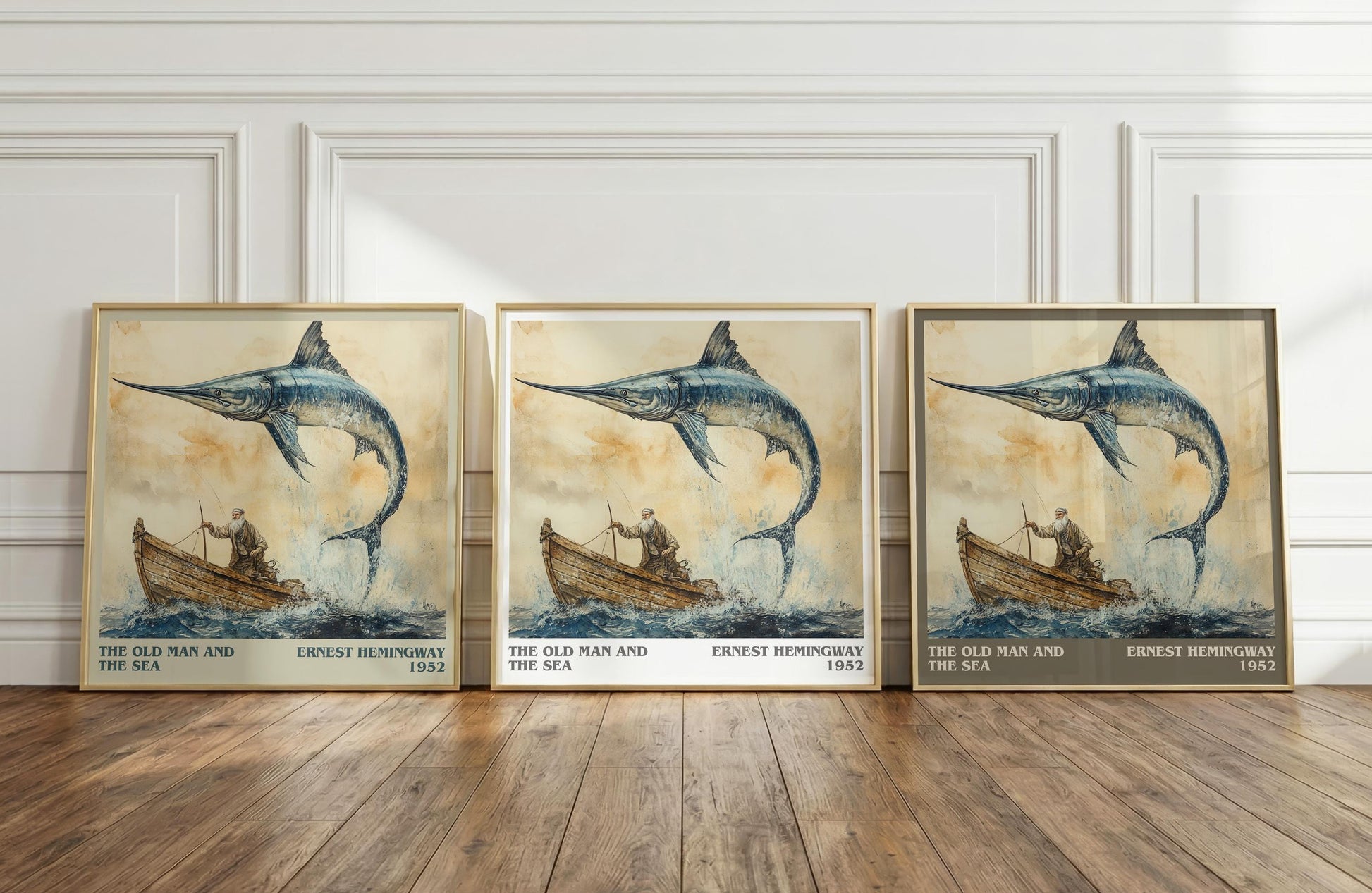 The Old Man and the Sea literary print framed by window – literary home decor