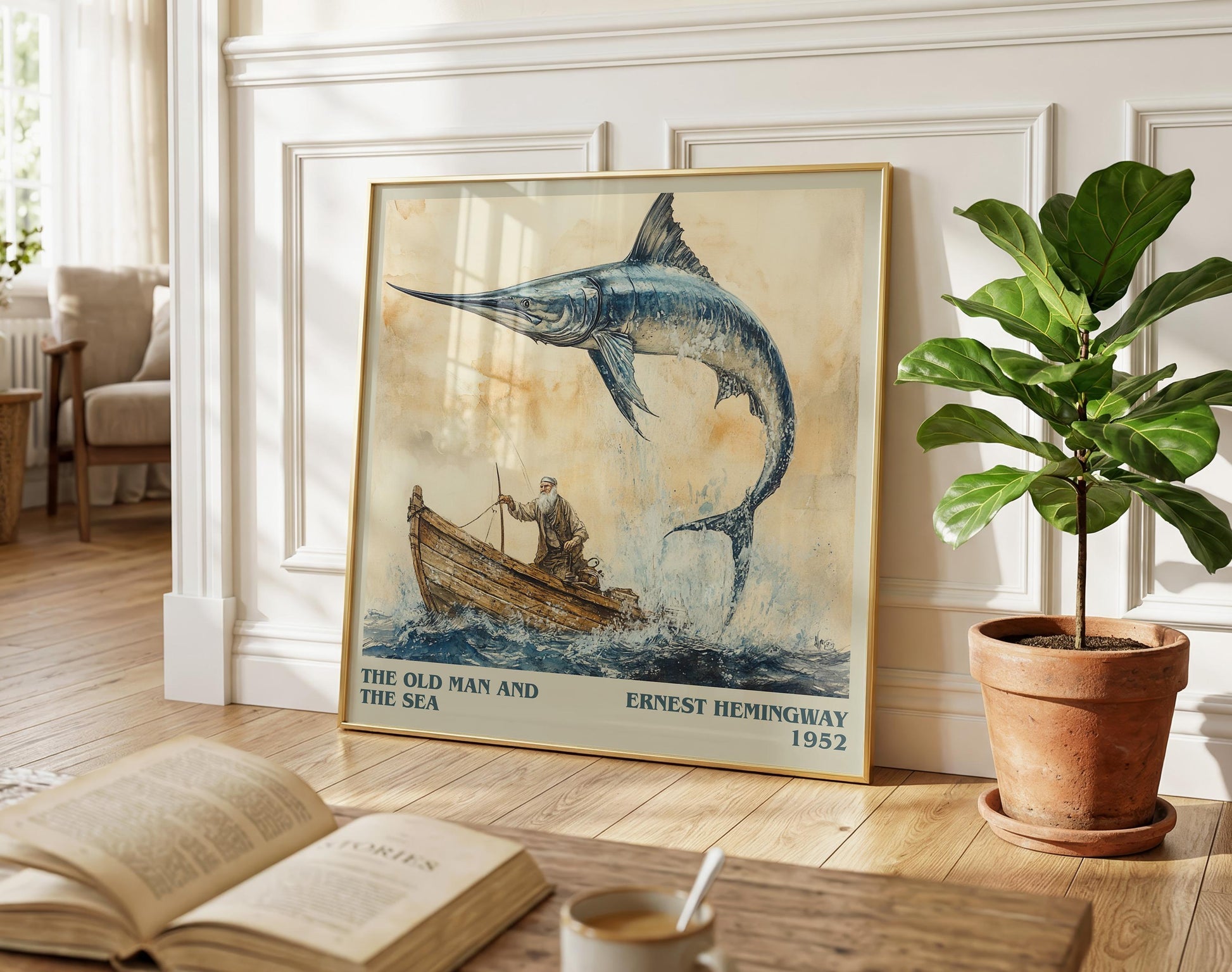 The Old Man and the Sea literary poster paired in gallery wall – literary art prints