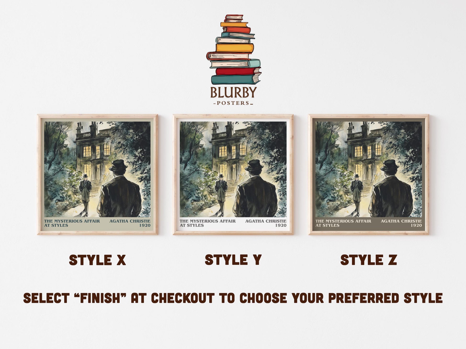 The Mysterious Affair At Styles literary art print colour and style options – Agatha Christie book art