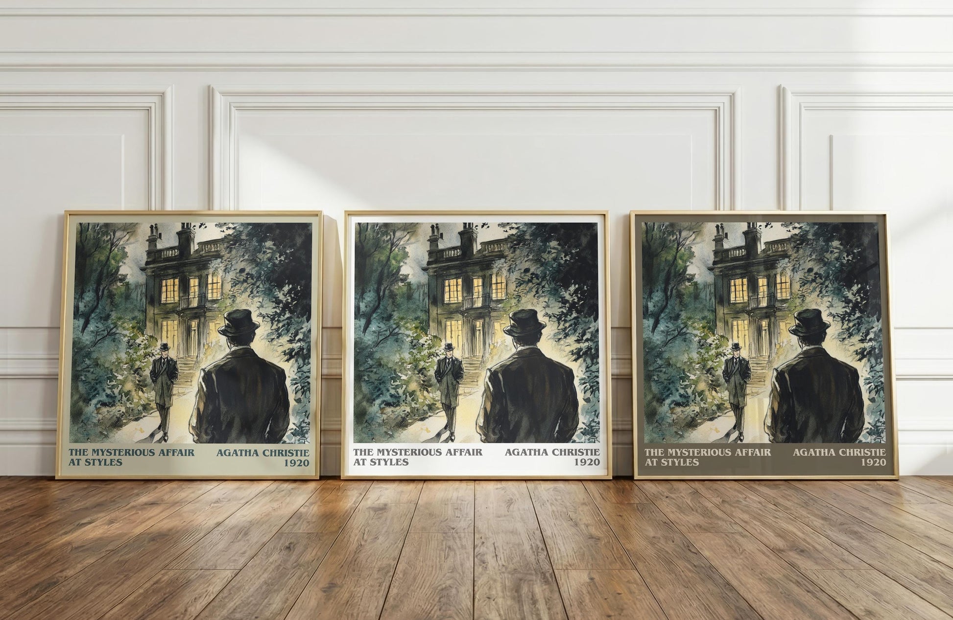The Mysterious Affair At Styles literary print framed by window – literary home decor
