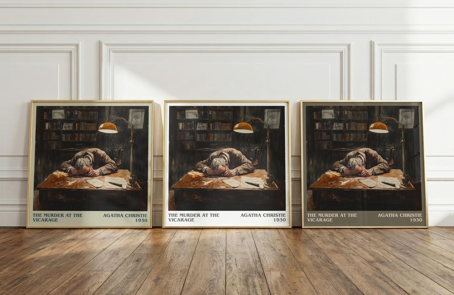 The Murder at the Vicarage literary print framed by window – literary home decor