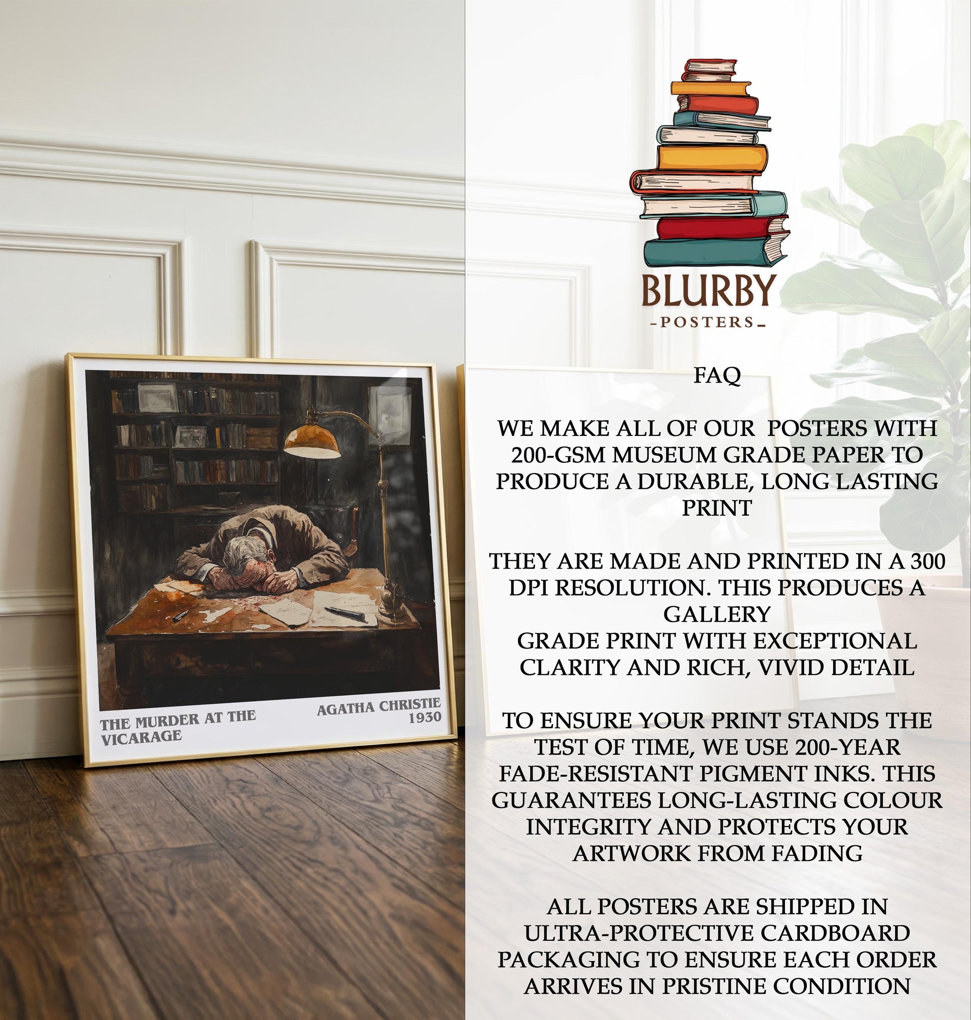 The Murder At The Vicarage by Agatha Christie | Book Poster | Literary Art Gift For Book Lover | Novel Inspired Wall Art | Free Delivery