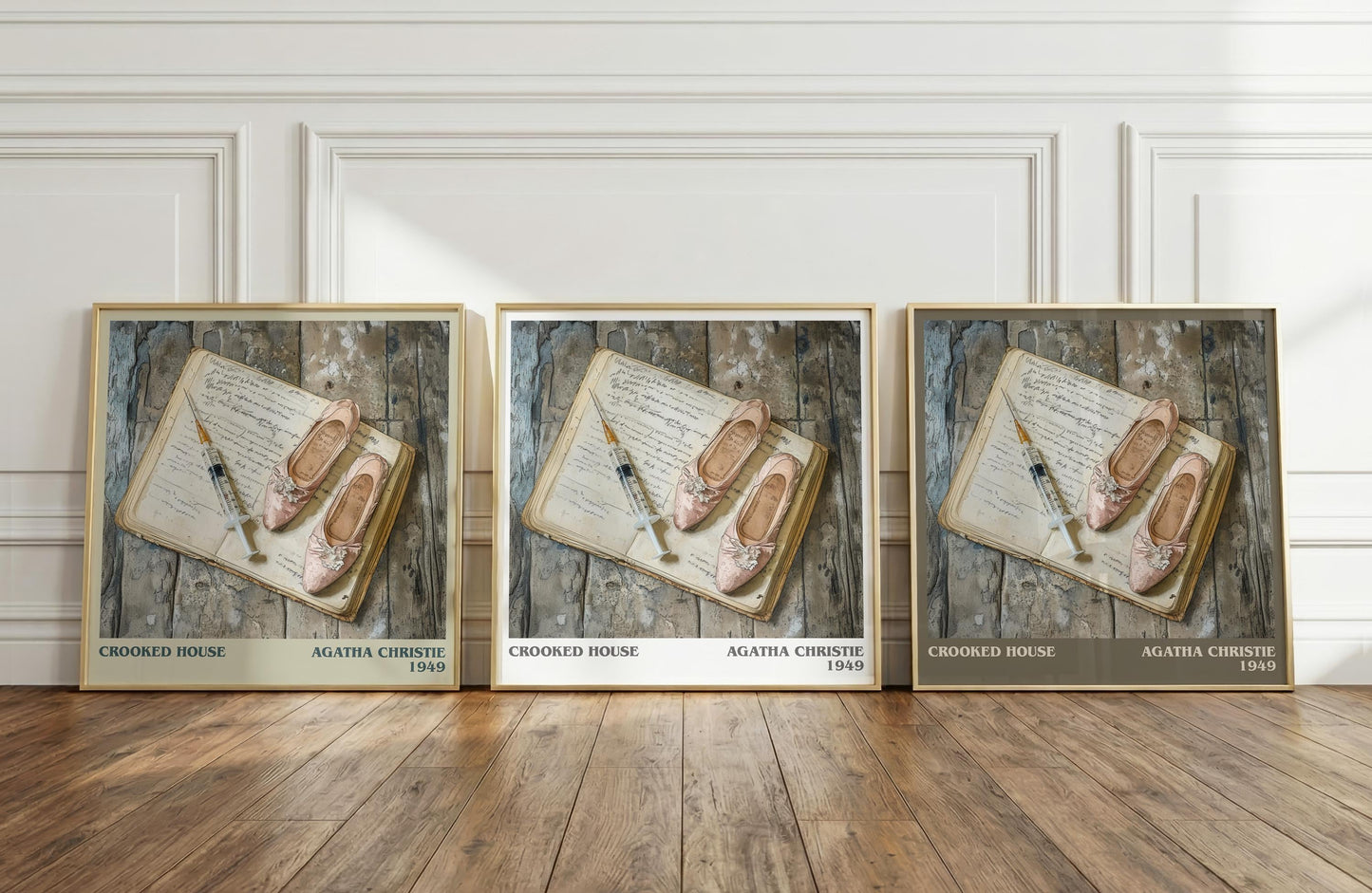 Crooked House literary print framed by window – literary home decor