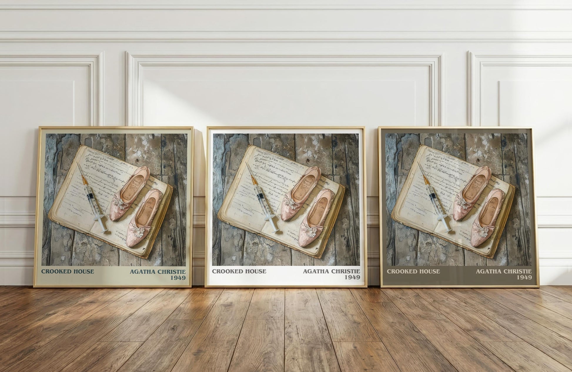 Crooked House literary print framed by window – literary home decor