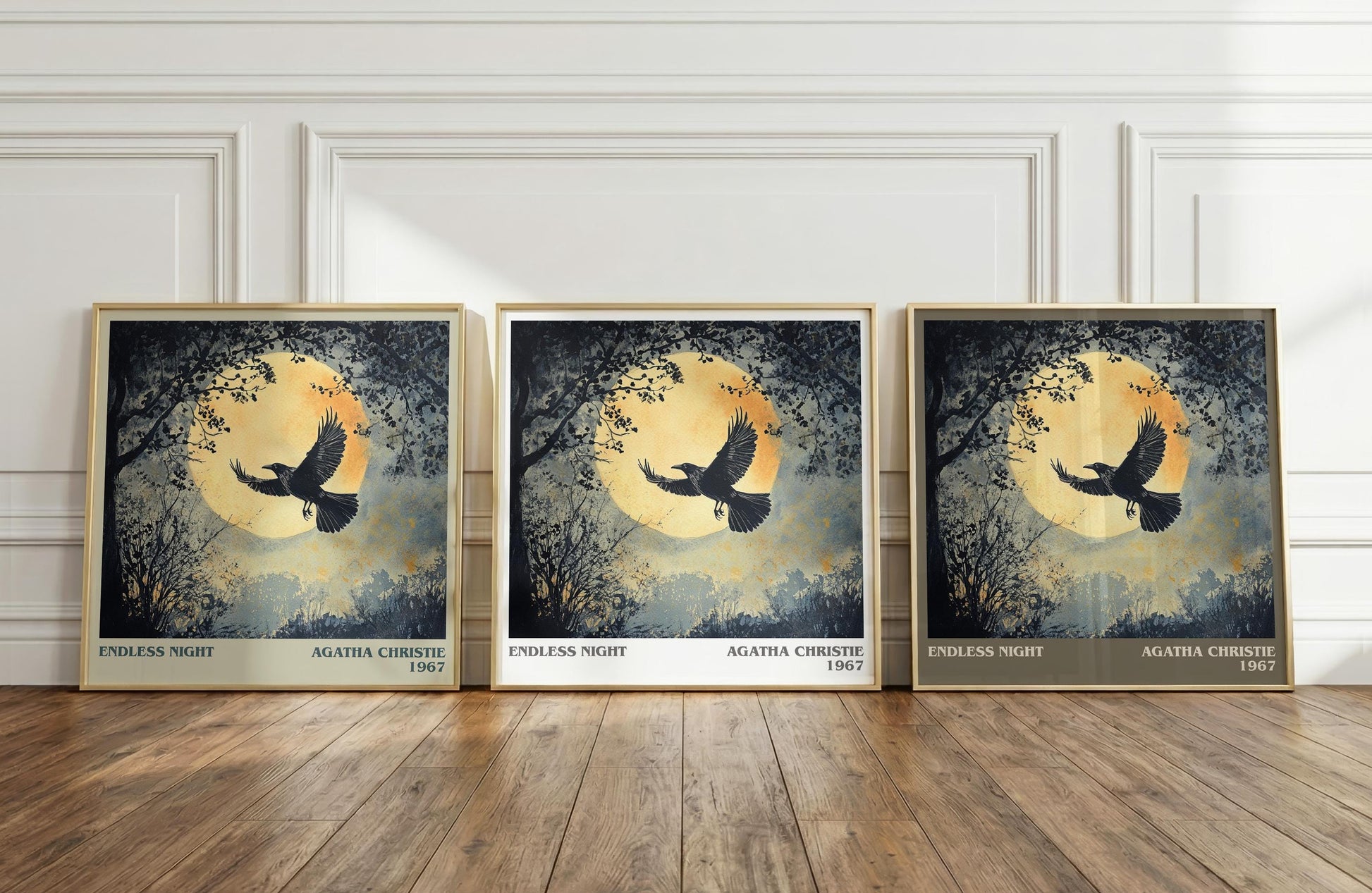 Endless Night literary print framed by window – literary home decor