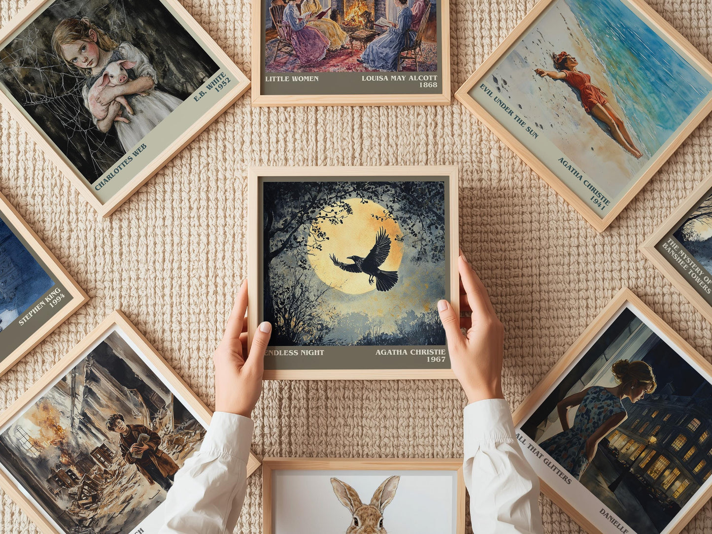 Endless Night literary print on bookshelf – Agatha Christie fan gift