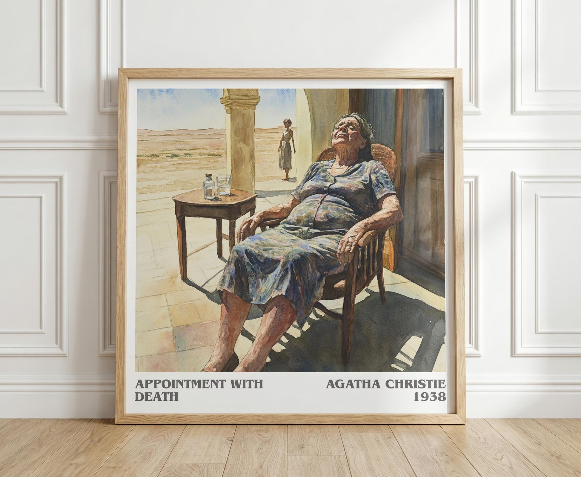 Appointment with Death literary print in frame leaning in hallway – mystery wall art