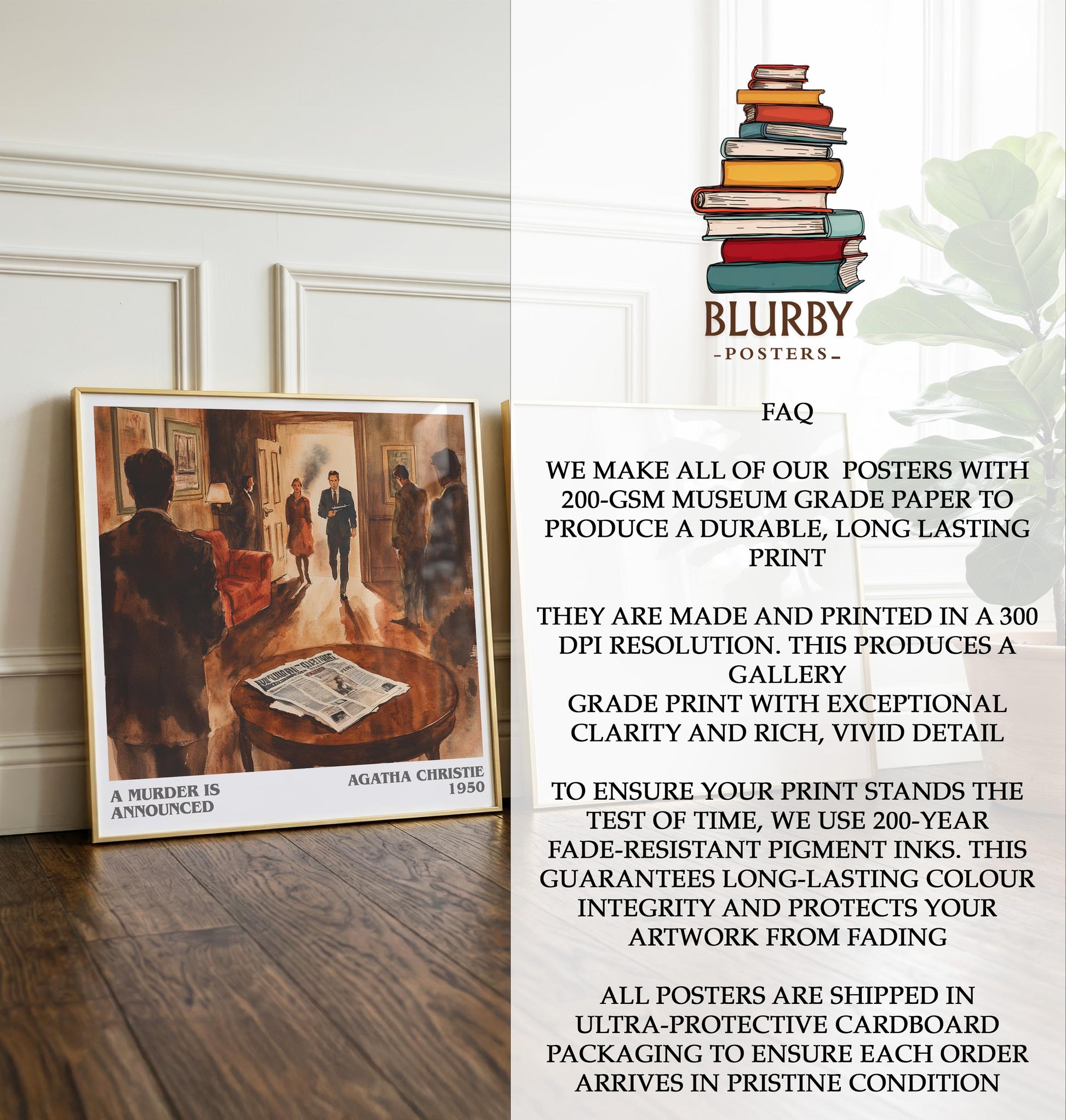A Murder Is Announced by Agatha Christie | Book Poster | Literary Art Gift For Book Lover | Novel Inspired Wall Art | Free Delivery